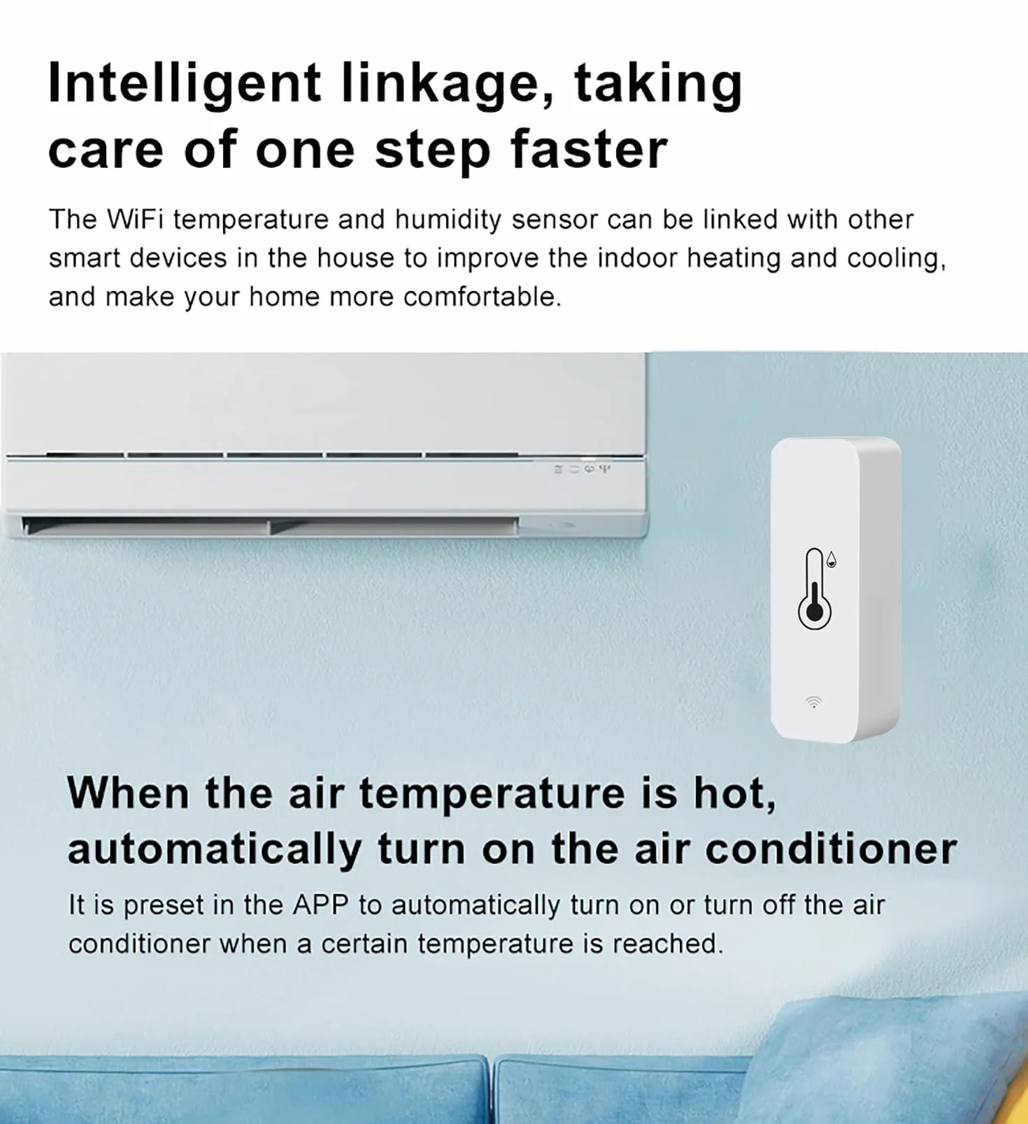 Sensor Termómetro Higrómetro WiFi Inteligente Temperatura Humedad Monitor Remoto Alerta App TUYA Compatible Alexa