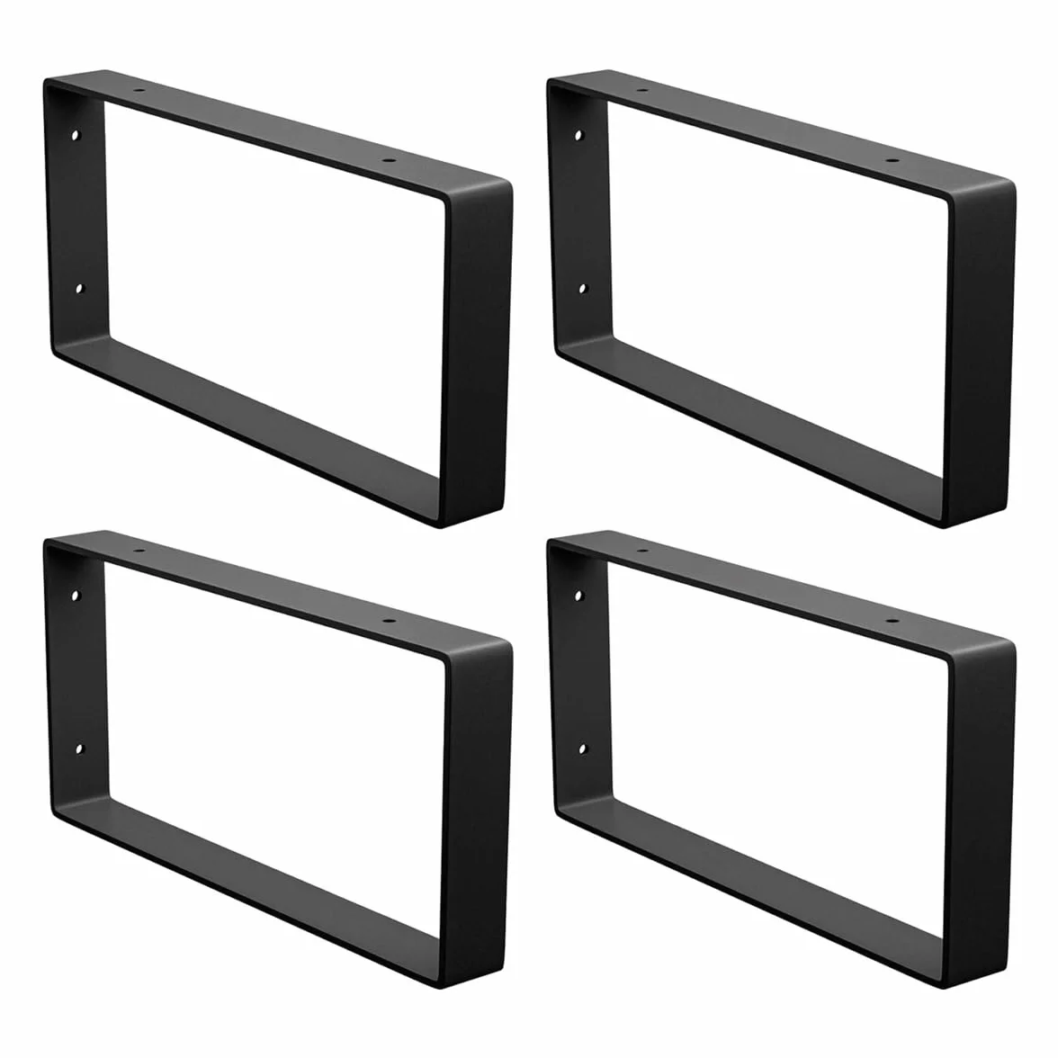 Amig - Pack de 4 Soportes Rectangulares para estantes Industriales - 126 x 261 x 30 mm - Acero Negro Mate - Soporte Estantería Pared - Diseño Funcional y Resistente - Ideal para Estanterías de Pared