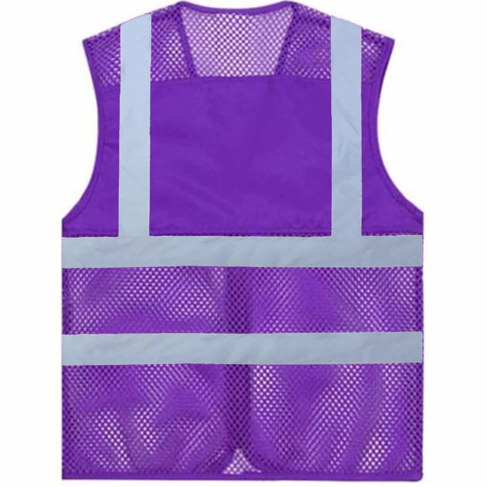 TOPTIE Paquete de 5 chalecos de seguridad transpirables frontales con cremallera de alta visibilidad unisex al por mayor, chaleco de actividad de voluntariado de malla