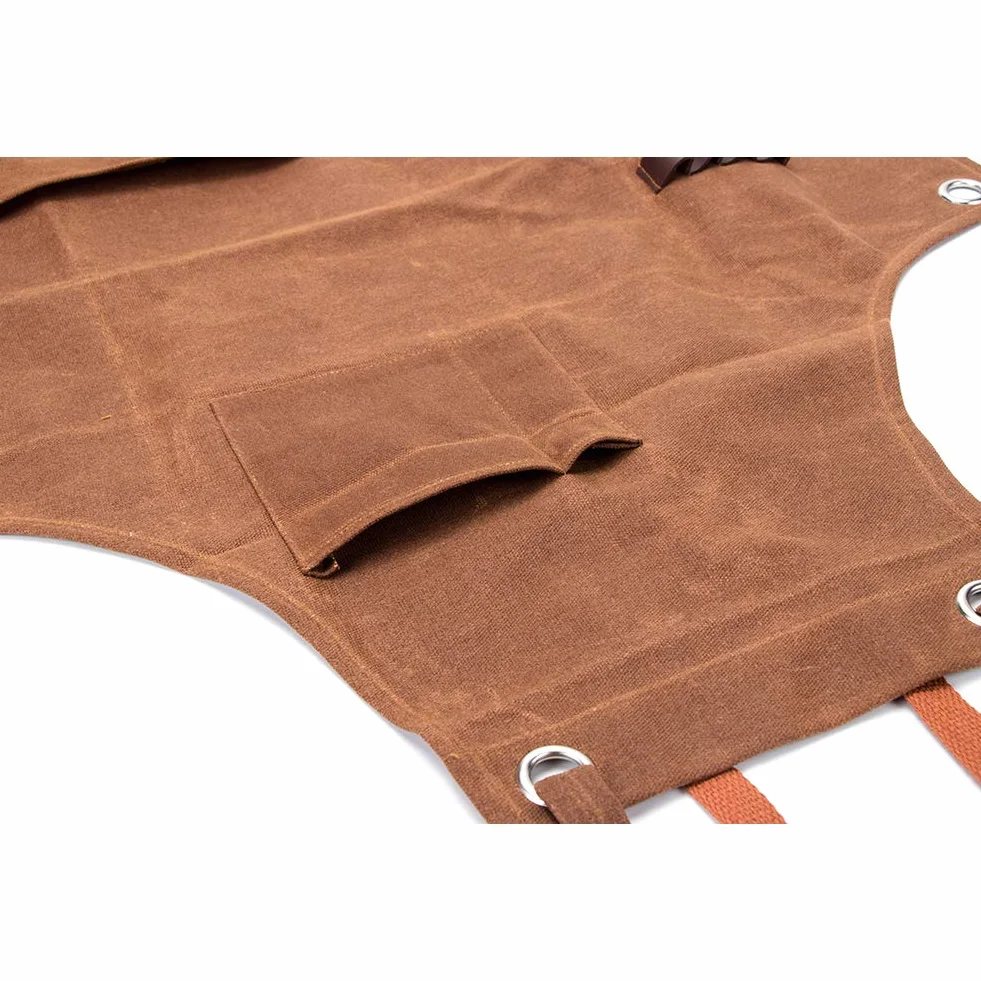 Delantal de trabajo para hombre de trabajo, resistente, lona encerada, ajustable, con 3 bolsillos grandes para ingenieros, carpintero, manualidades, cocina, jardín, cerámica, taller de artesanía