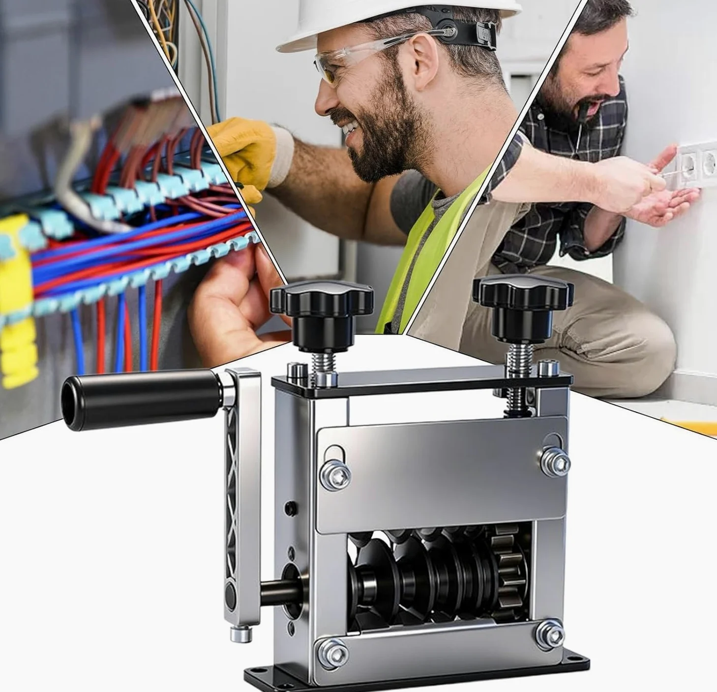 Máquina Peladora De Cables, Dispositivo De Precisión For Quitar Aislamiento, Con Pelacables Automático Ajustable Y De Cobre De 6 Orificios, For Mantenimiento Del Hogar, Uso Confiable Para(Silver)