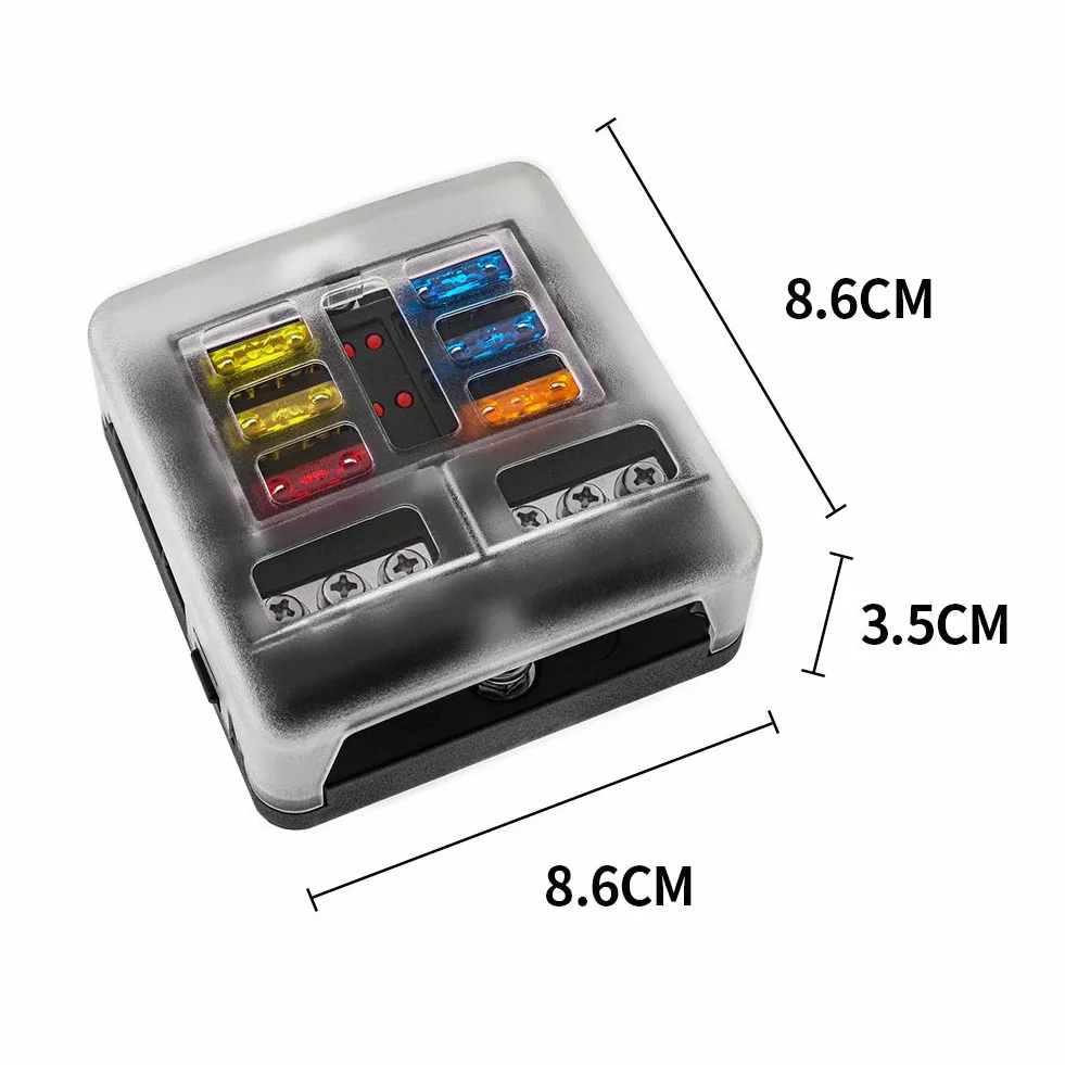 KAOLALI Caja de Fusibles 6 Vias, Porta Fusibles con Cuchilla Negativa, LED, 12V para Coche Barco Marino