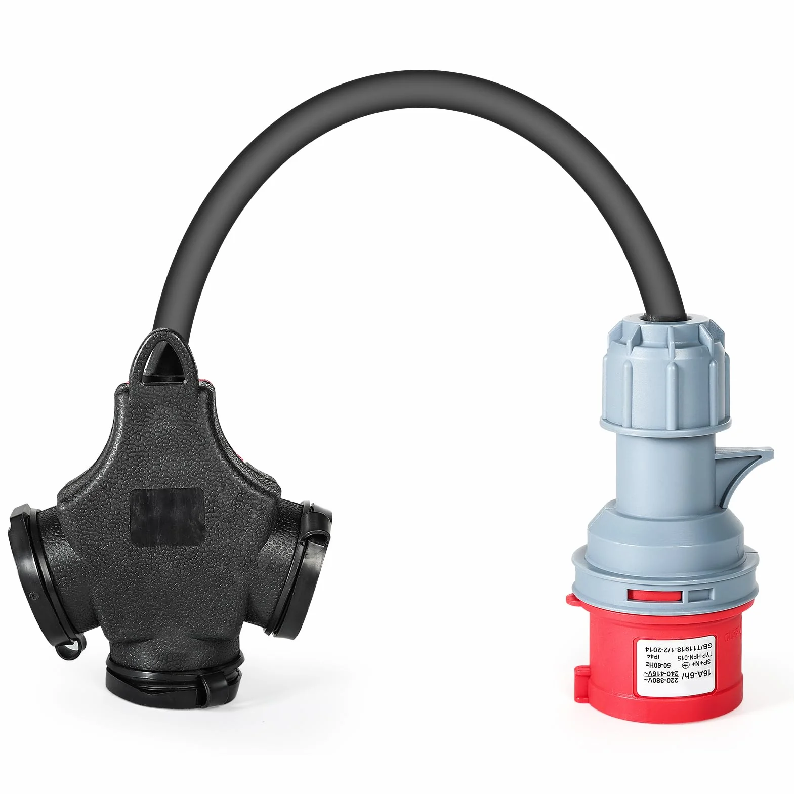 Jadeshay Enchufe Camping 16A 400V Adaptador Industrial con Toma Schuko y Enchufe CEE 5 Pines Cable Adaptador IP44 Impermeable Adaptador Industrial para Exterior Obra de Construcción Caravana Barco