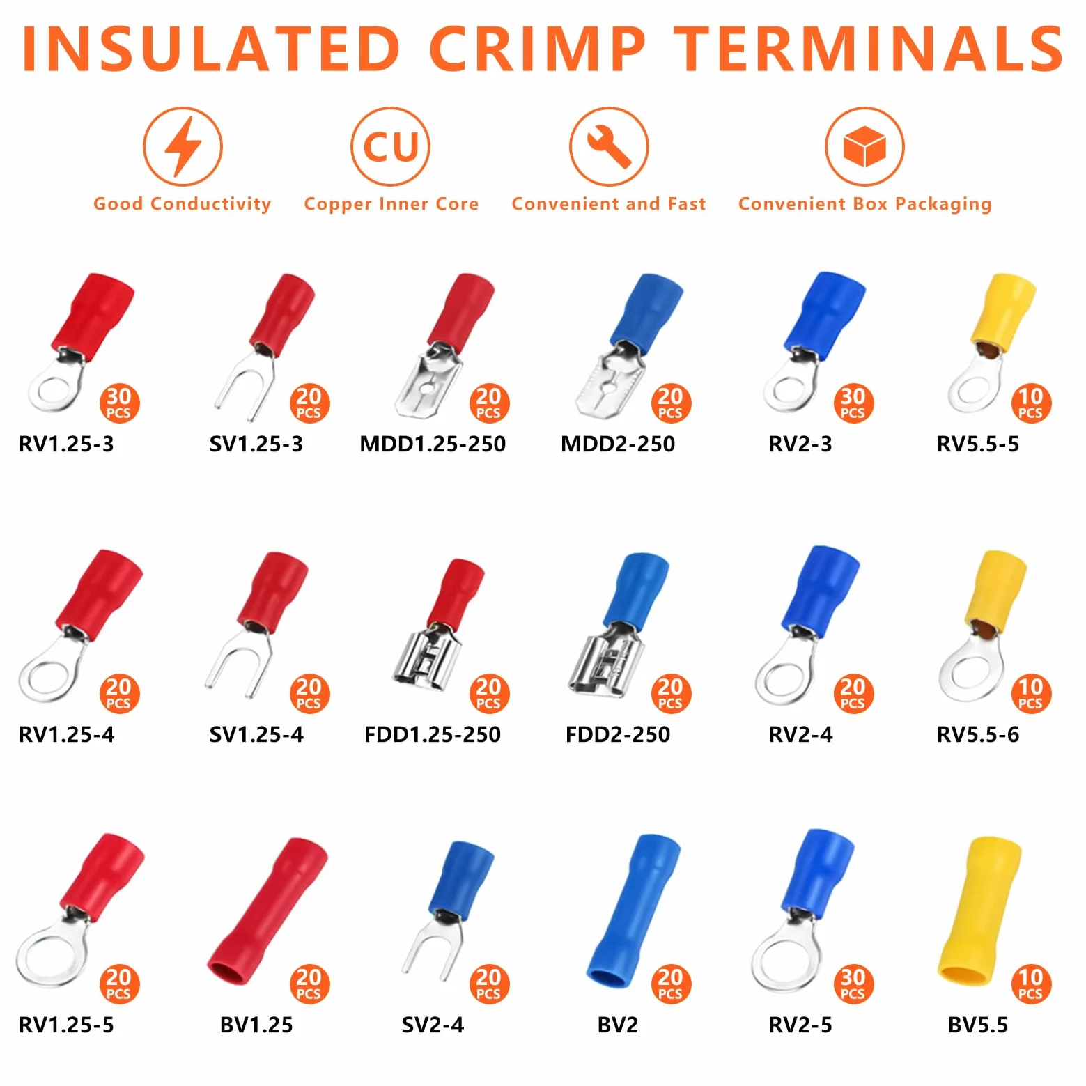 Crimpadora Terminales Eléctricos, 18 Modelos [0,5-6 mm²], Set Alicates Terminales Electricos, Juego de Alicates Crimpadores con 350 Conectores Crimpados Incluidos, Herramienta de Crimpado