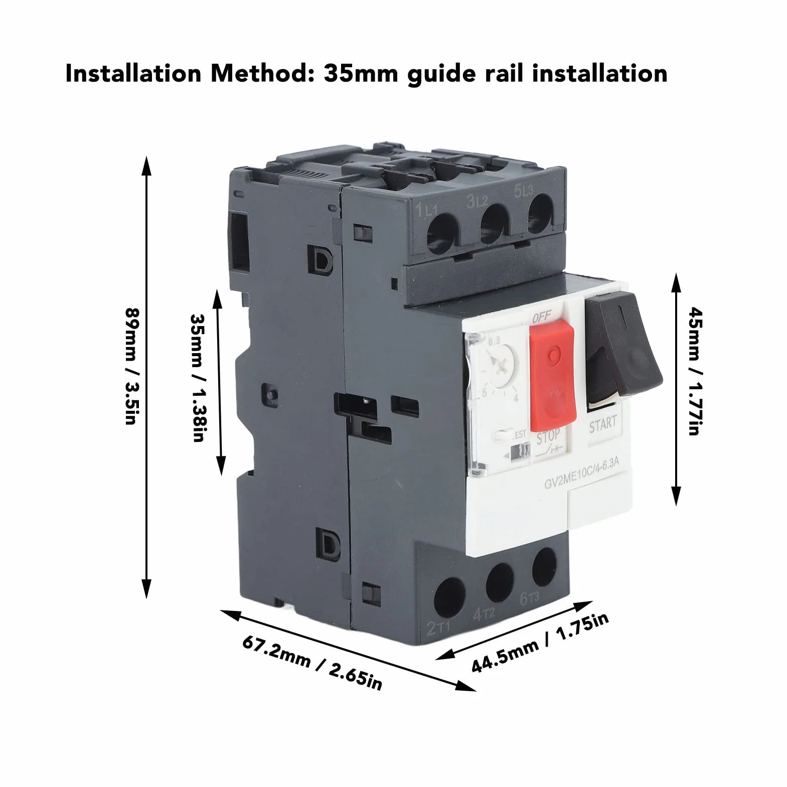 Disyuntor de Motor AC690V Protección contra Cortocircuito de Sobrecarga Interruptor de Protección de Motor Disyuntor con Montaje de Riel de Guía de 35 Mm (GV2-ME14C 6-10A)