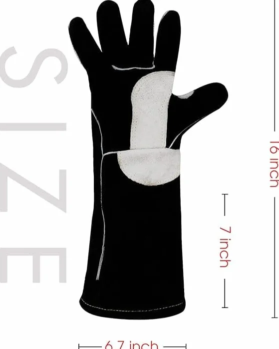 YESWELDER Guantes de Cuero para Soldadura MIG Resistentes al Calor Negros