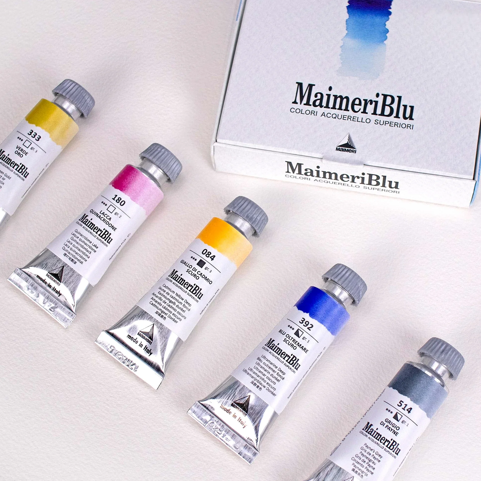 Maimeri Blu, Acuarelas para Bellas Artes, Set de colores variados, 5 uds