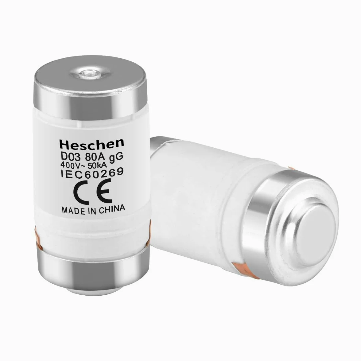 Heschen Eslabones fusibles cerámicos Neozed, eslabón fusible tipo D0, D03, 80A 400VAC, tipo gL/gG, 10 unidades