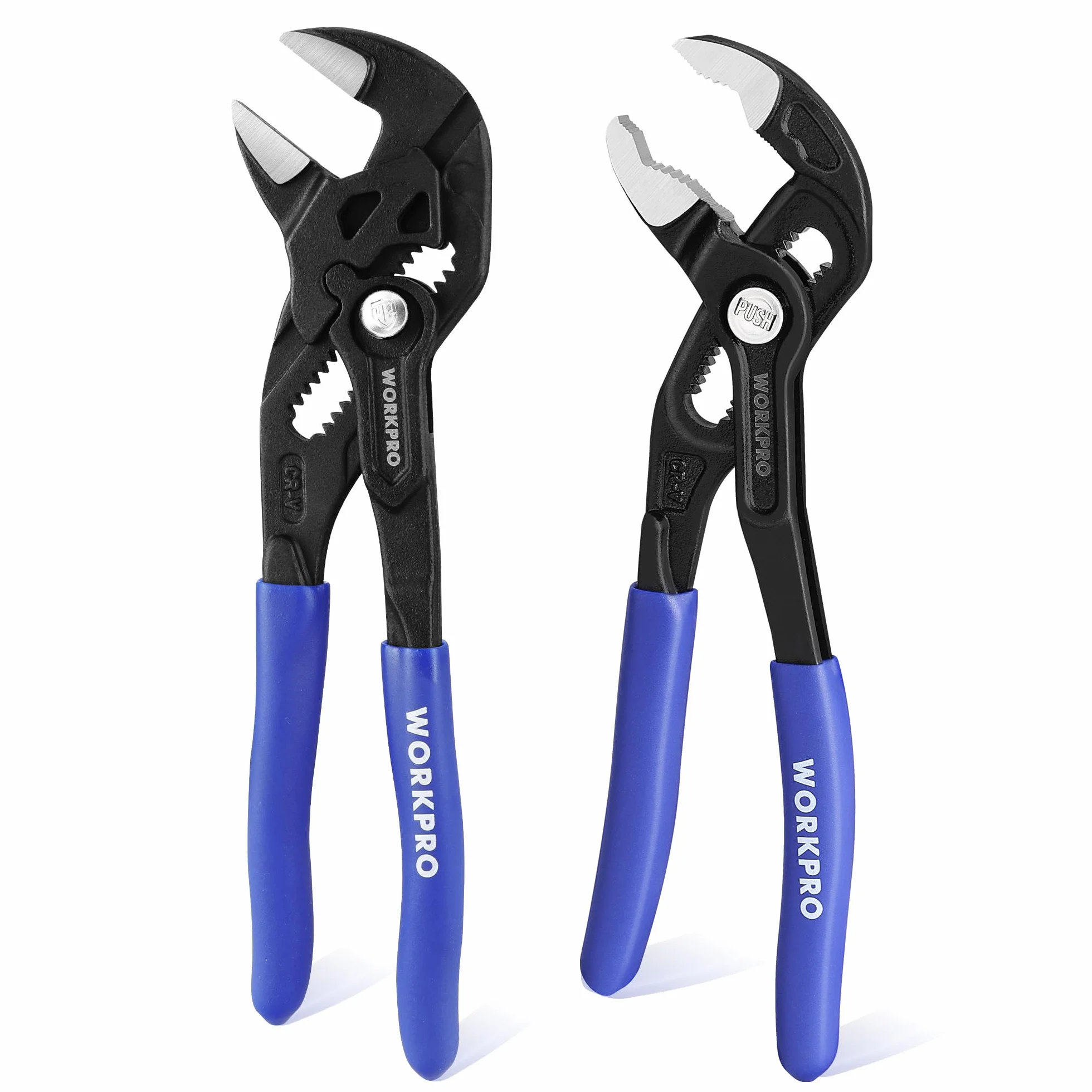 WORKPRO Juego de Llave Ajustable y Alicate de Bomba de Agua 2 Piezas, 180 mm, Alicate de Ranura sin Dientes y Llave para Tubos de Acero Cr-V Resistente, Ajuste Rápido para Trabajos de Reparación