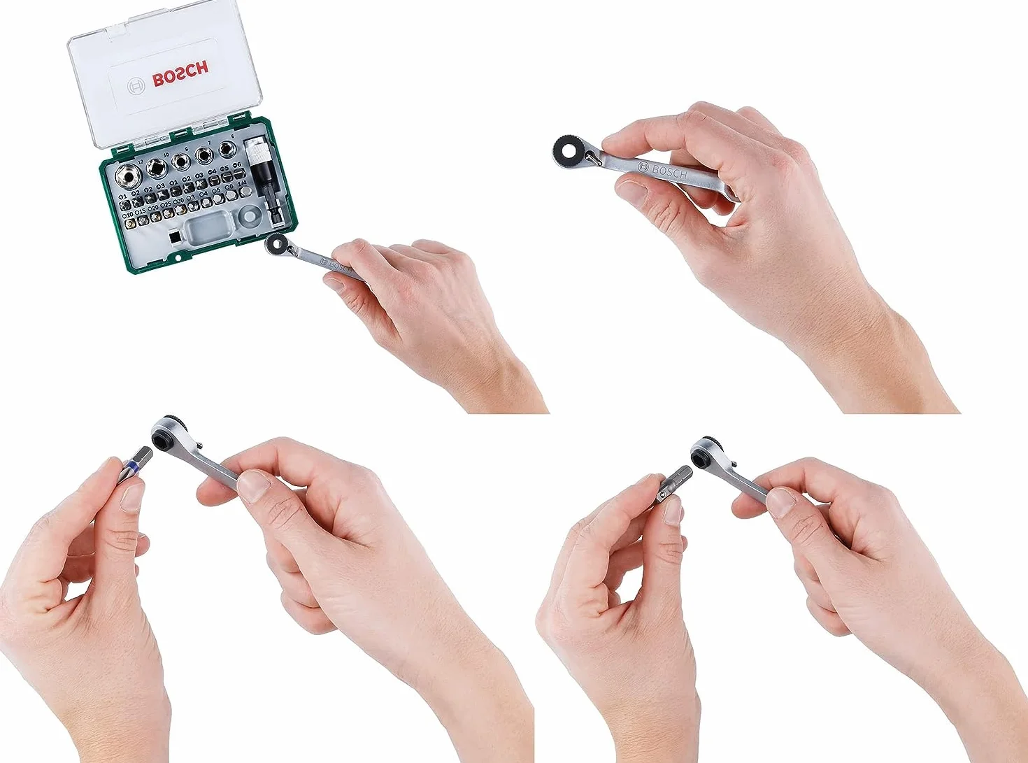 Bosch Profesional Pack Unidades para Atornillar, con Llave de carraca, versión estándar, Standard-Set, Negro/Verde, 1 Pack