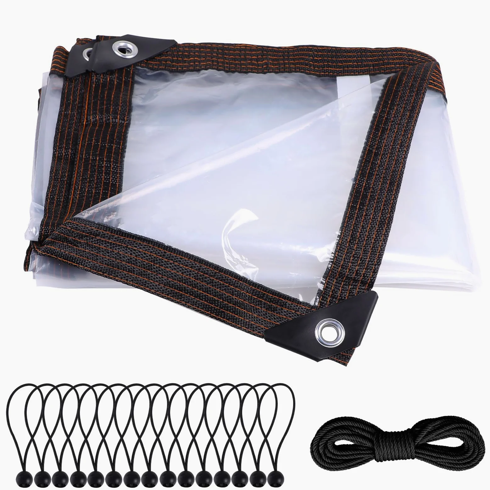 DBREAKS Lona Impermeable Transparente con Ojales, 3 x 3 m, Lonas Impermeables Exterior Transparente, para Exterior Terraza, Muebles de Jardín, Aislamiento de Plantas, con Cuerda