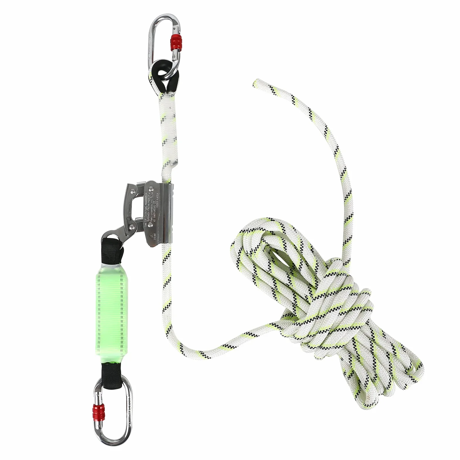 MENAYODA Dispositivo de seguridad de altura con cable de 12 mm, 10 m, amortiguador de banda, PSA