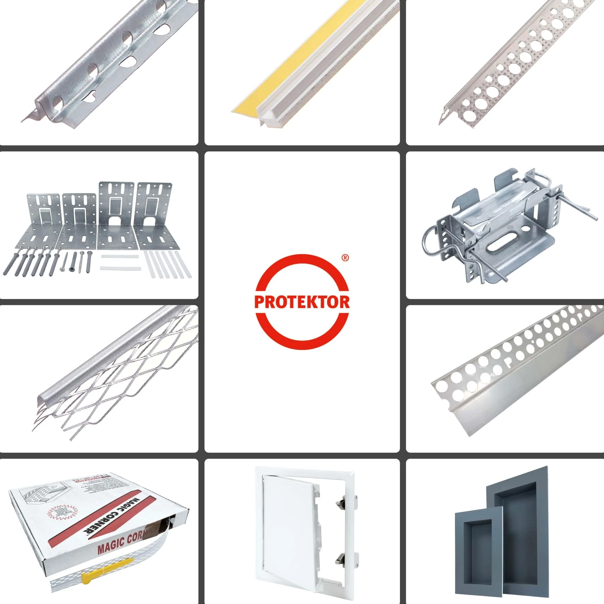 PROTEKTOR 3741 Perfil en U PVC, perfil para cantos cartón yeso 12,5cm 200cm protección cantos blanco cartón yeso