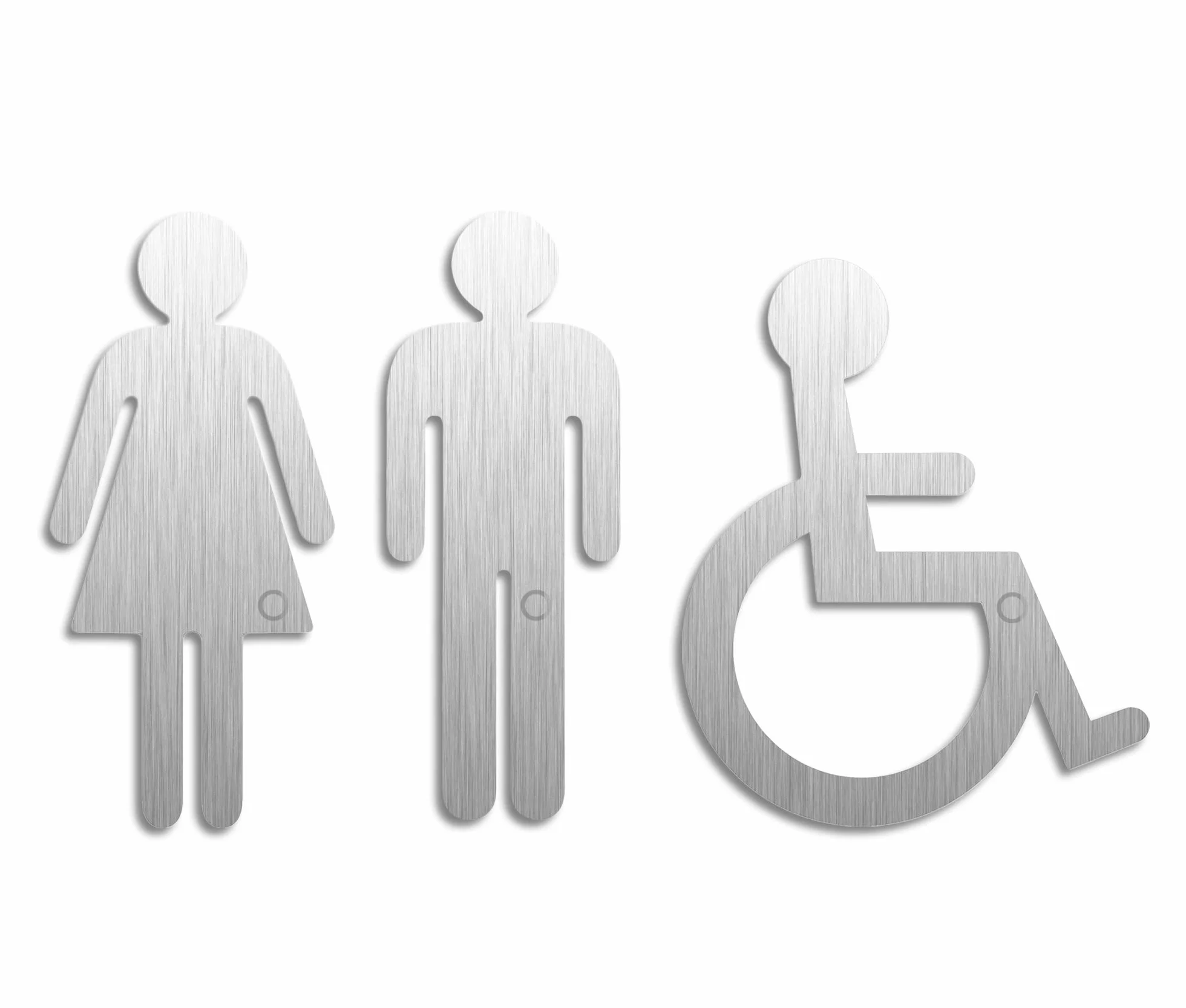 Señal Cartel Placa Aseos Baño Mujeres Hombres Minusválidos 120 mm Conjunto de 3 Acero Inoxidabile