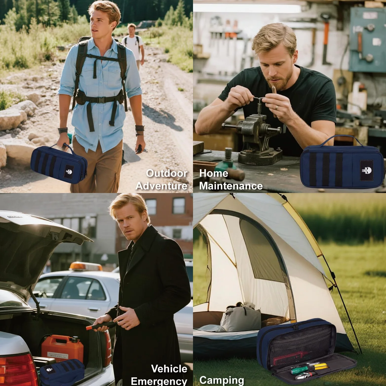 Bolsa de herramientas táctica para hombre – Organizador multiusos resistente al agua con gran apertura y cremallera, caja de herramientas pequeña y duradera para reparaciones, carpinteros y manitas
