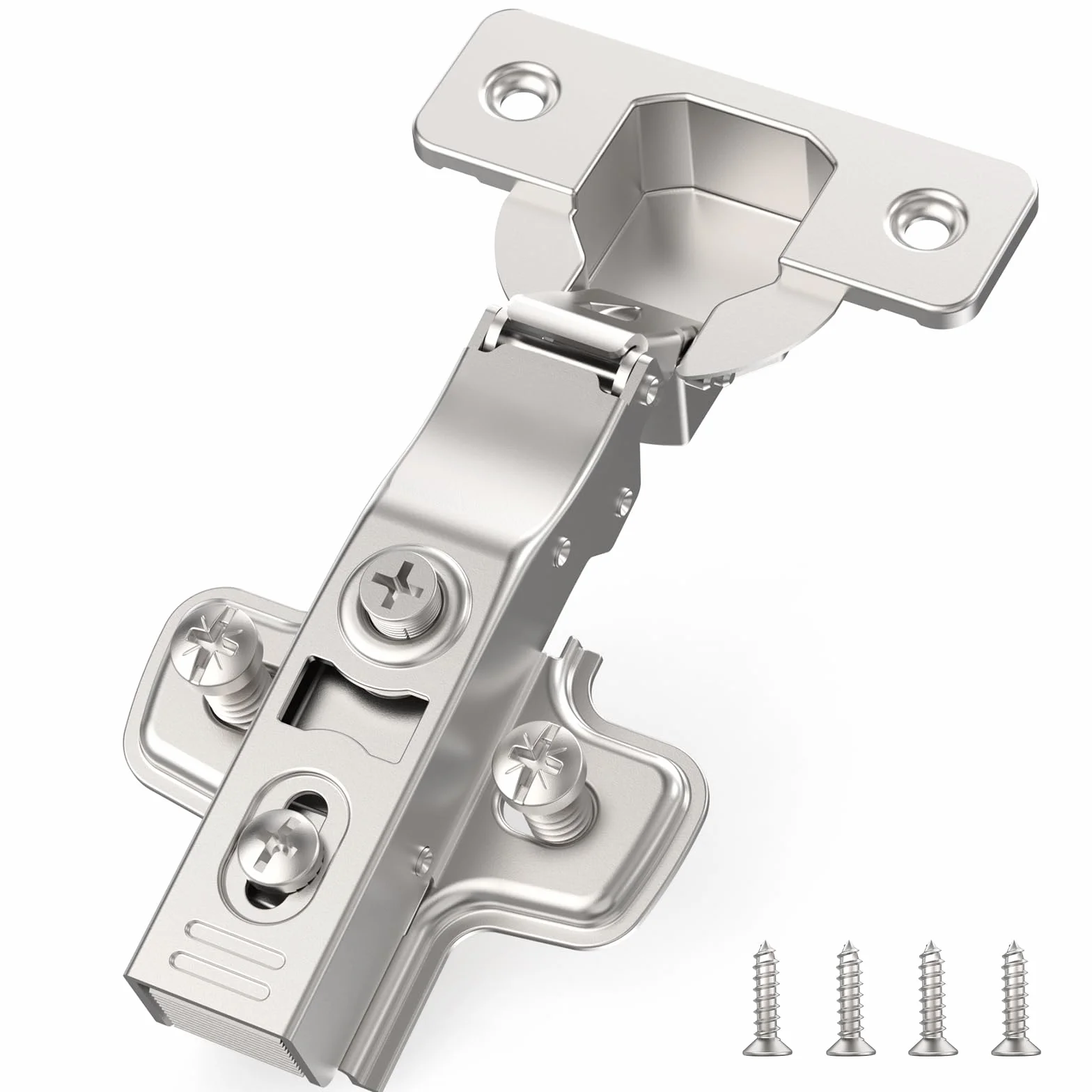 Furniware 2 bisagras ocultas 3D cierre suave ángulo 45°-105° autocierre níquel satinado Clip-On acero inoxidable para puertas armario