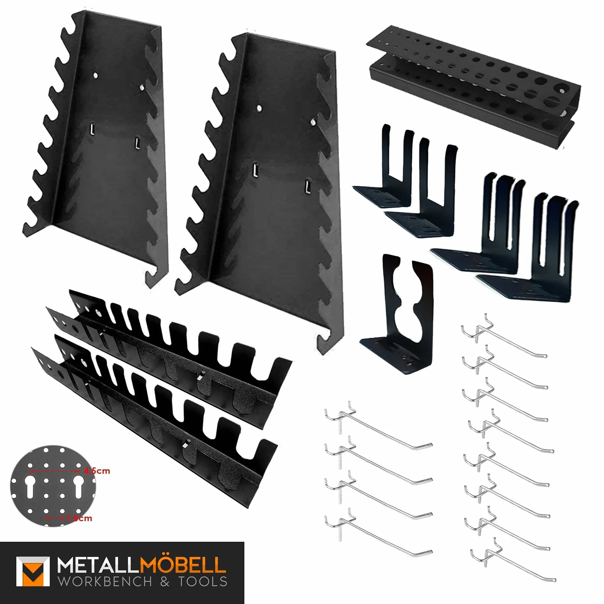 METALLMOBELL - Organizador Herramientas Pared, 22 Piezas, Incluye Ganchos y Soportes, Panel Herramientas Pared - TH001