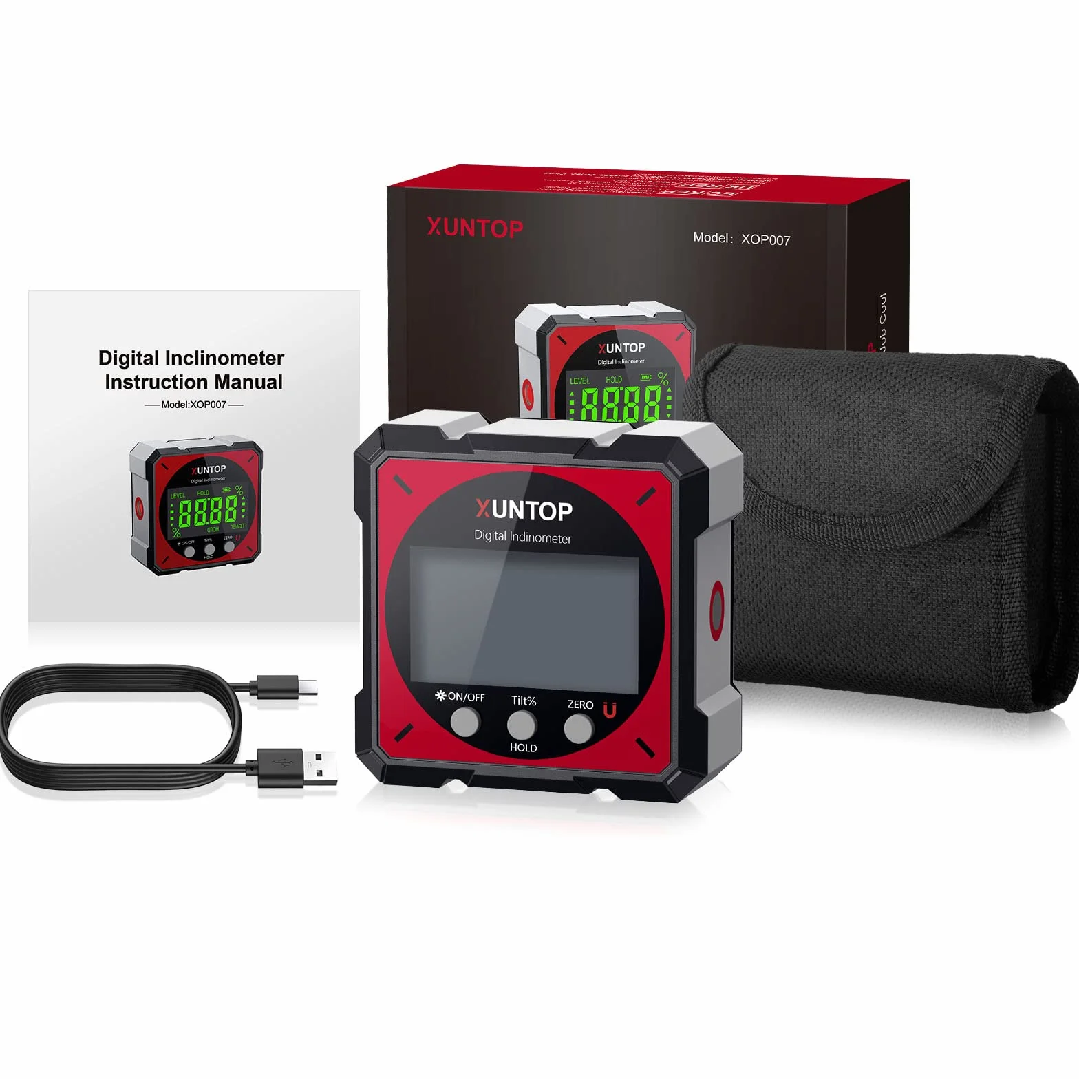 Inclinometro Digital 4x90° con Laser Electronico IP54 Impermeable