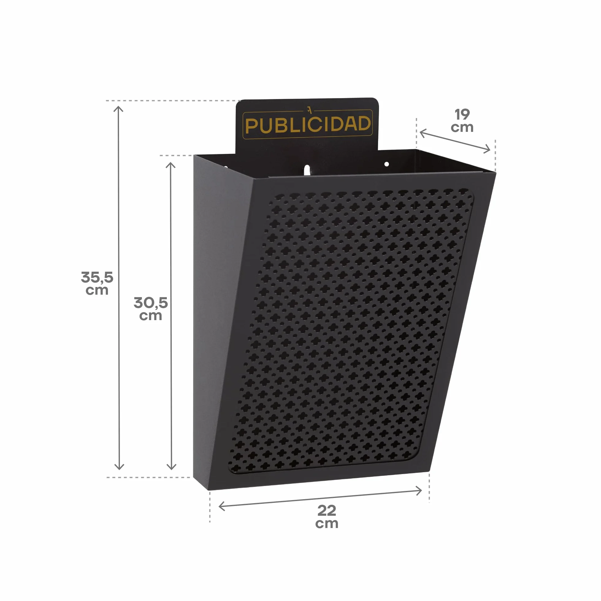 Arregui E2301 Cesta de Publicidad de Acero | 7,5 L | 30,5 x 22 x 19 cm | Negro