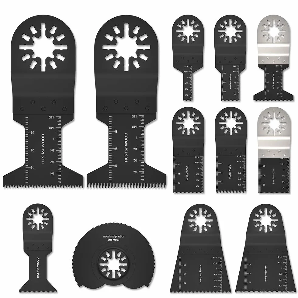 Cuchillas Mix 12 piezas para herramienta oscilante compatible con BOSCH, MAKITA, Dewalt