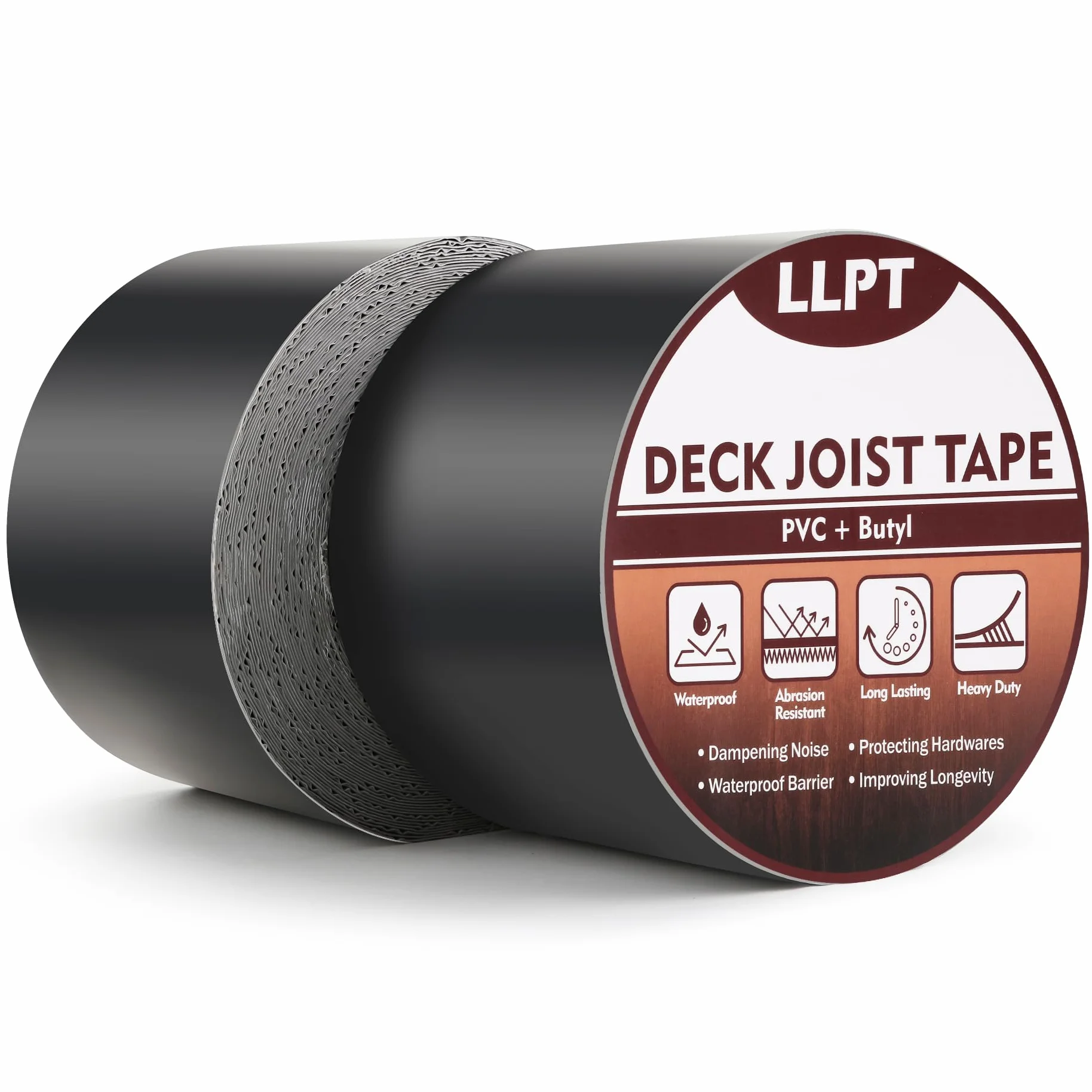 LLPT Cinta para Vigas para Terrazas | 2 Rollo | 101 mm x 15 m | Cinta Autosellante Resistente al Agua | para Cubiertas de Madera para Vigas de Vigas de Construcción de Cubiertas de Madera (JDT450P2)