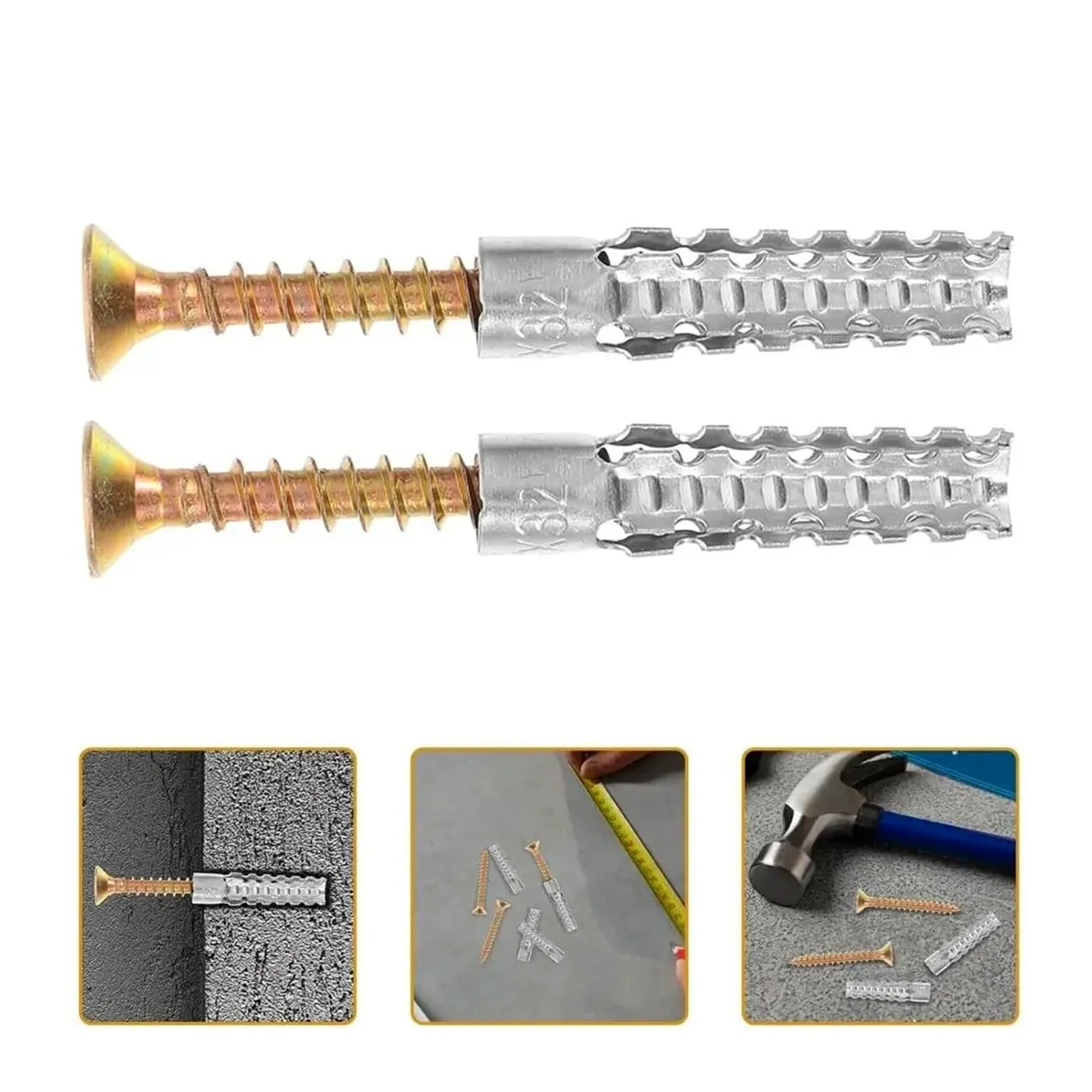 Anclaje Pared Expansión autorroscante de metal | Clavos de tubo Tornillos de pared dentados Sujeciones Perno Concreto(M8 100Sets)