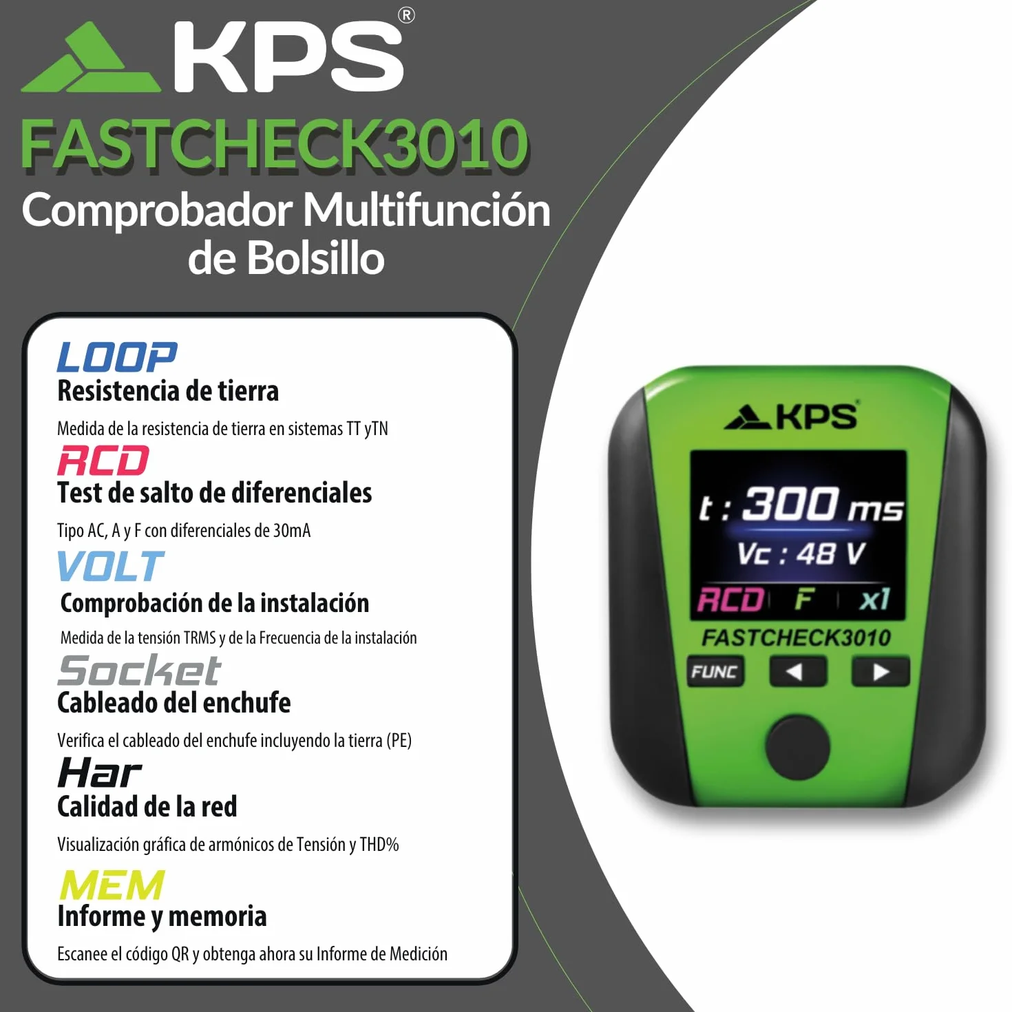 SAFETYCHECK FAST KIT FASTCHECK3010 Multifunción Pinza Amperimétrica TRMS Profesional DCM3500T Electricista APP Compatible CAT.IV