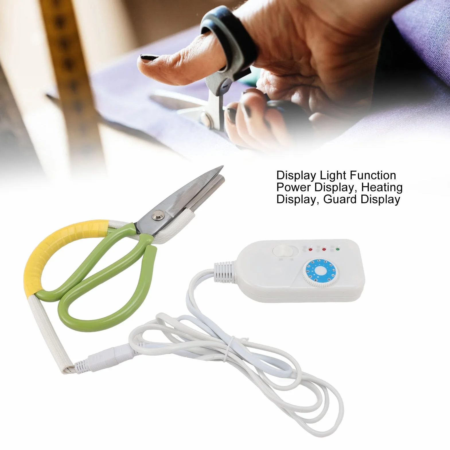 Tijeras Calefactoras Eléctricas, Control de Temperatura de Luz de Pantalla Tijeras de Tubo Calentadas de 220 V para la Industria de Ropa de Equipaje (Enchufe europeo AC220V 8A)