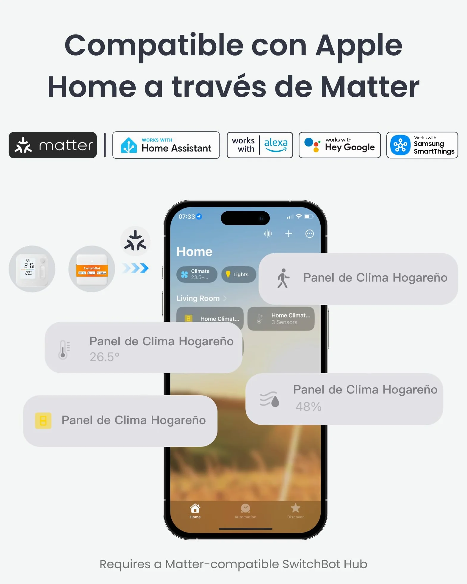 SwitchBot Panel de clima interior, termohigrómetro integrado, optimiza el control de la válvula del radiador, ahorro de energía y costes. Compatible con Apple Home & Home Assistant a través de Matter