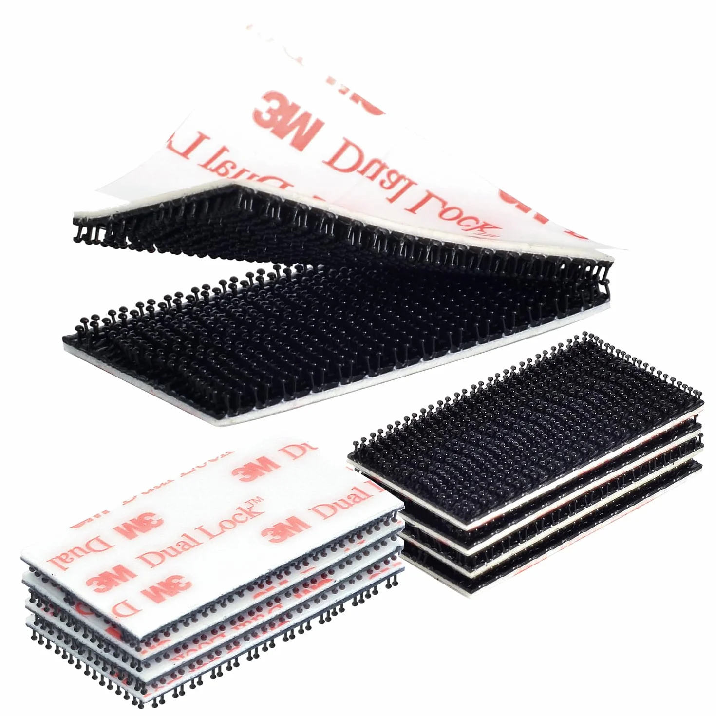 Dual Lock SJ3550 Cinta Adhesiva de Doble Extra Fuerte Resistente de 25,4 mm x 50,8 mm 8 piezas Negras resistentes y resellables con ganchos autoenclavables para interiores y exteriores decoración