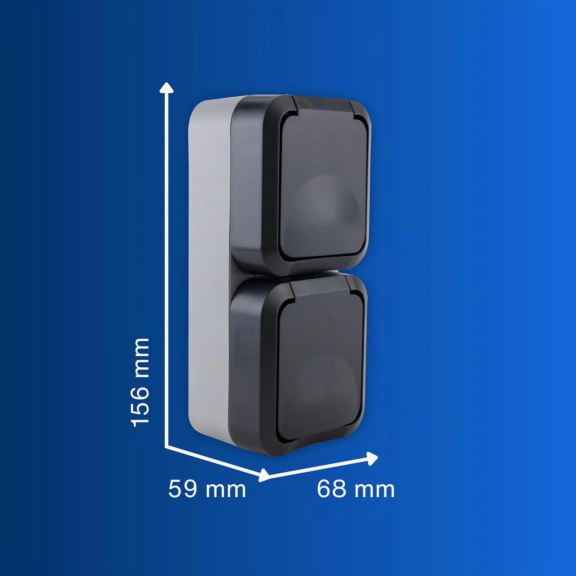 REV - AquaStorm, doble enchufe, IP55, bipolar, montaje en superficie vertical, 230 V, 16 A, antracita