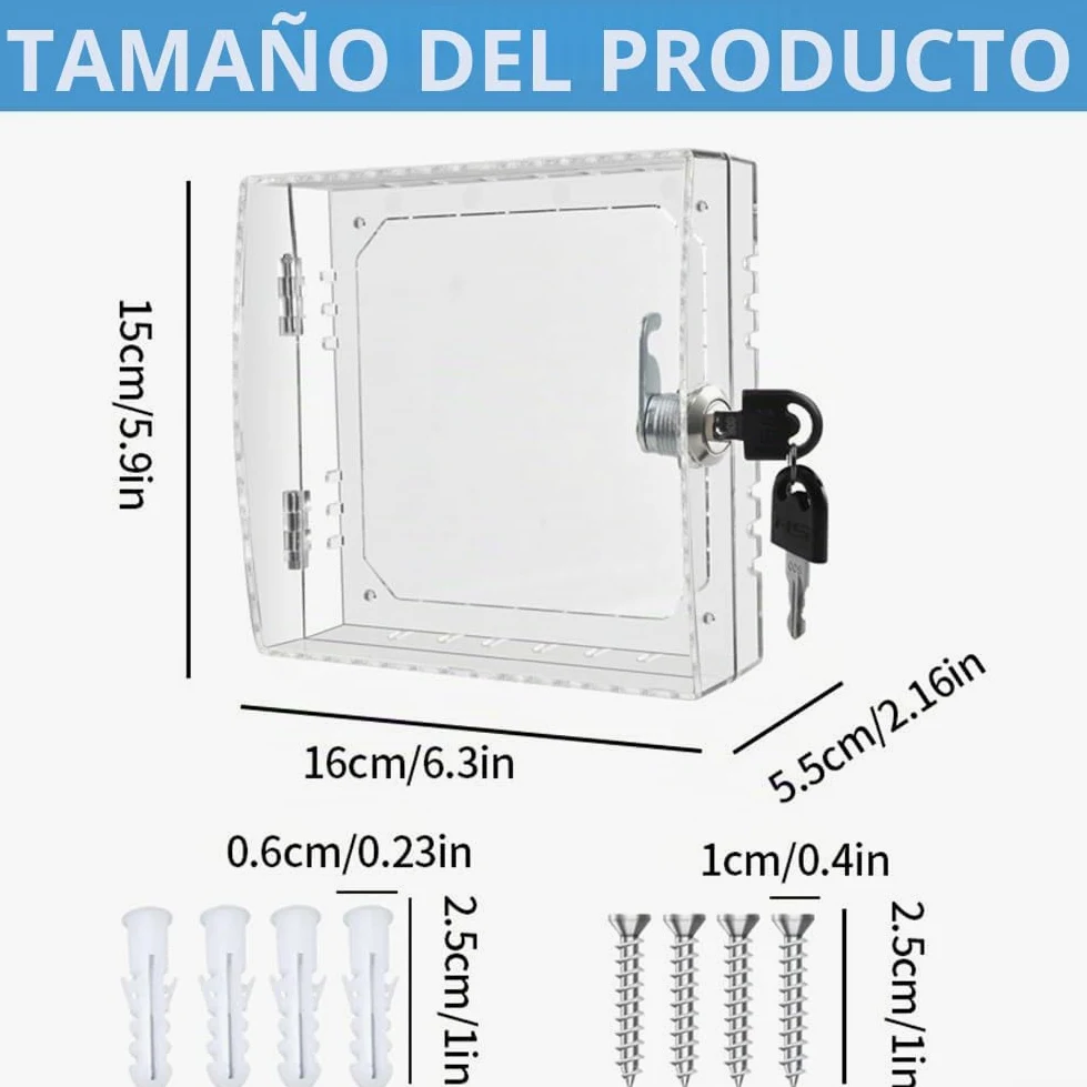 Caja de bloqueo de termostato con 2 llaves, caja protectora de termostato transparente, 16 x 15 x 6 cm, caja de cubierta de termostato montada en la pared, para restaurantes, escuela