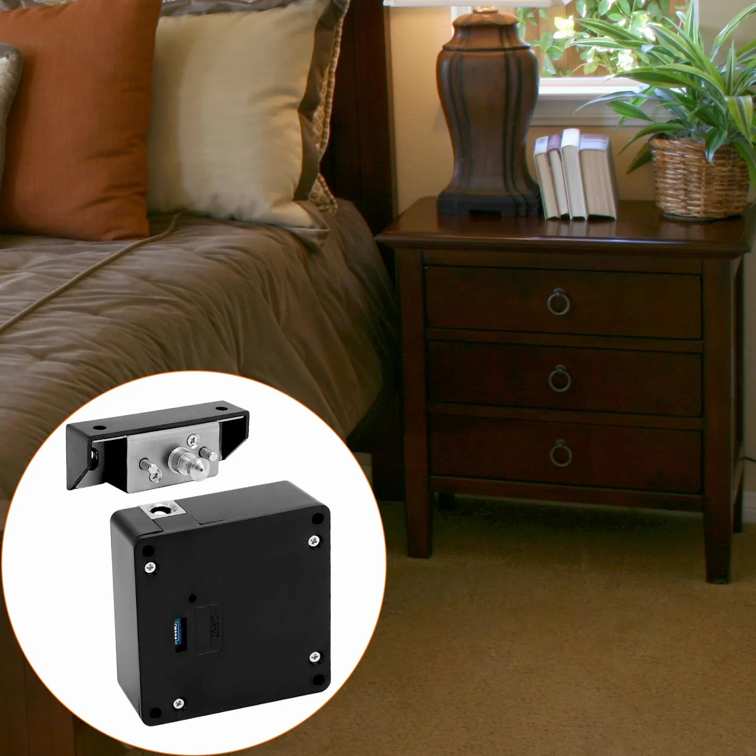 Cerradura de cajón RFID QWORK, Cerraduras ocultas para armario, Negro