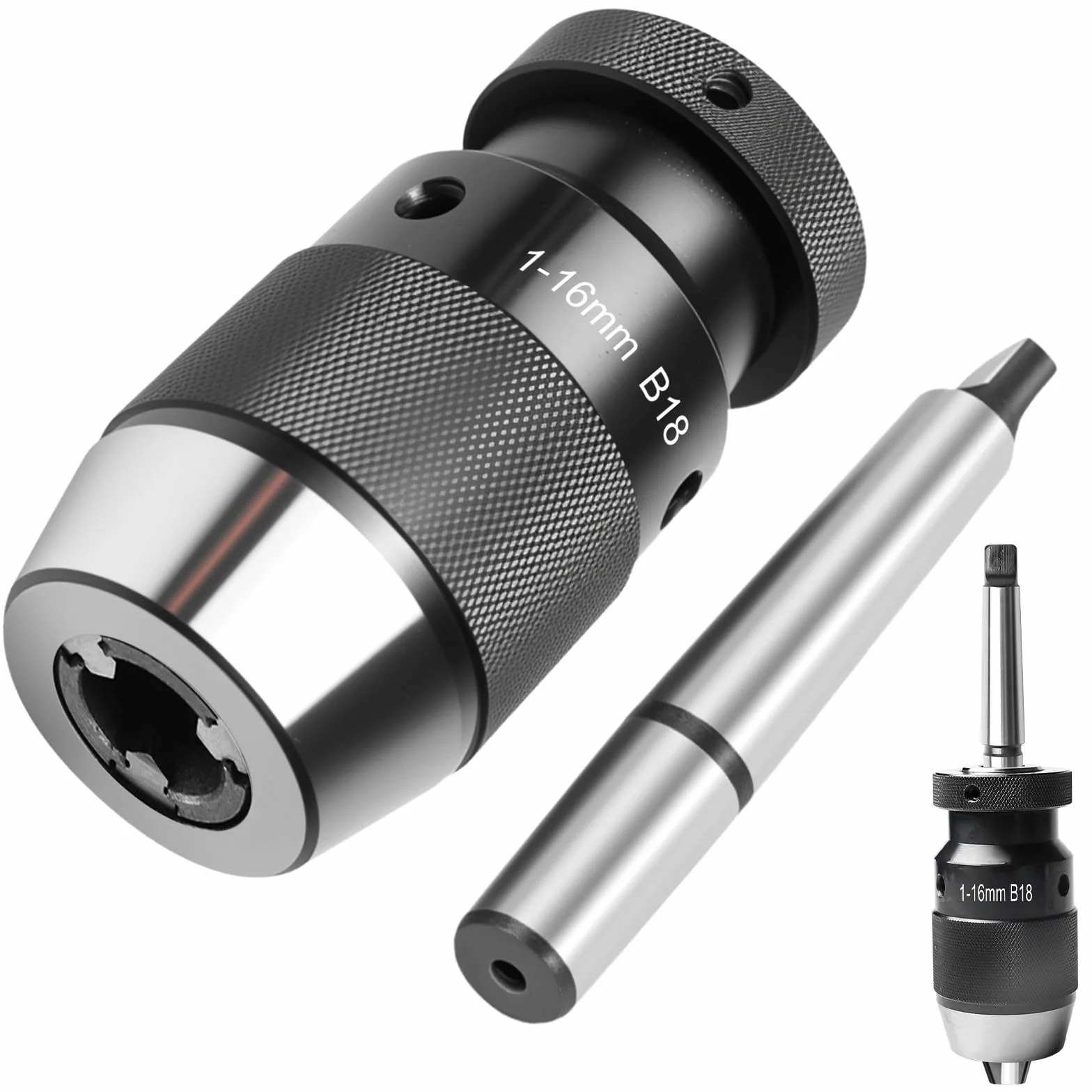 Portabrocas sin llave B18 (1-16 mm) con mandril cónico MK2/MT2, mini portabrocas de precisión MK2/MT2 para torno, taladro, torno
