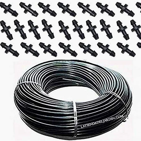 Suinga PACK MICROTUBO Flexible 4,5 x 6,5 mm 200 METROS + 100 Enlaces microtubo. Tubería utilizada para riego por goteo