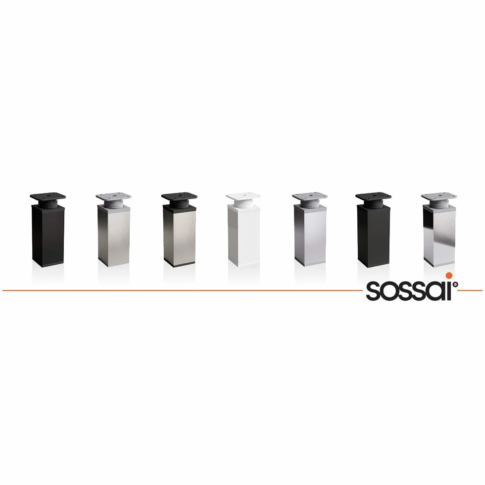 Sossai Patas para Muebles, Set de 8 Unidades, H 120 mm, Blanco Ajustable, diseño Elegante, Perfil Cuadrado, Modelo MFV1, para armarios, cómodas