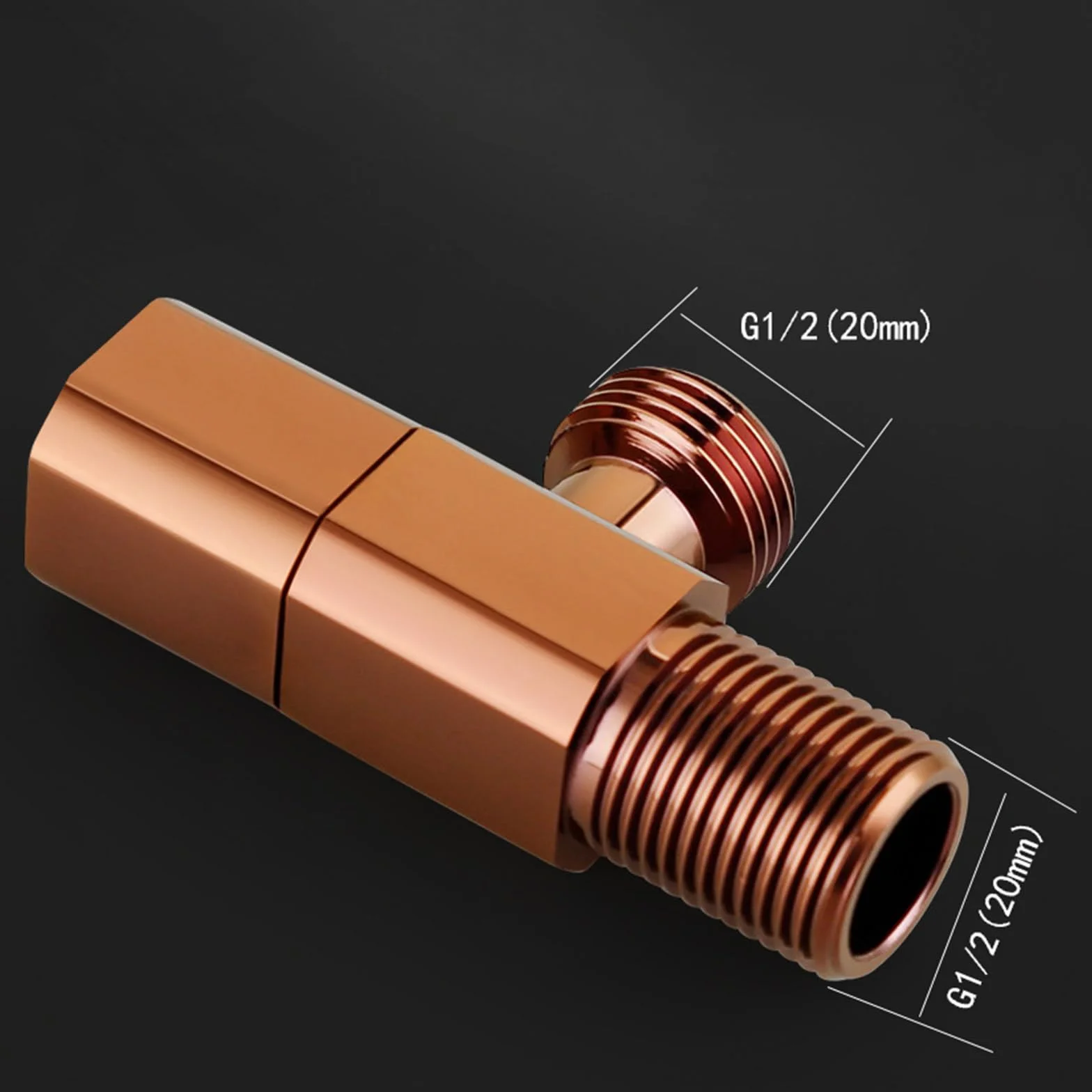 Llave de Escuadra 1/2 de Latón con Núcleo Cerámico Válvula Angular Caliente y Frío de Pared para Baño, Cocina,Oro Rosa