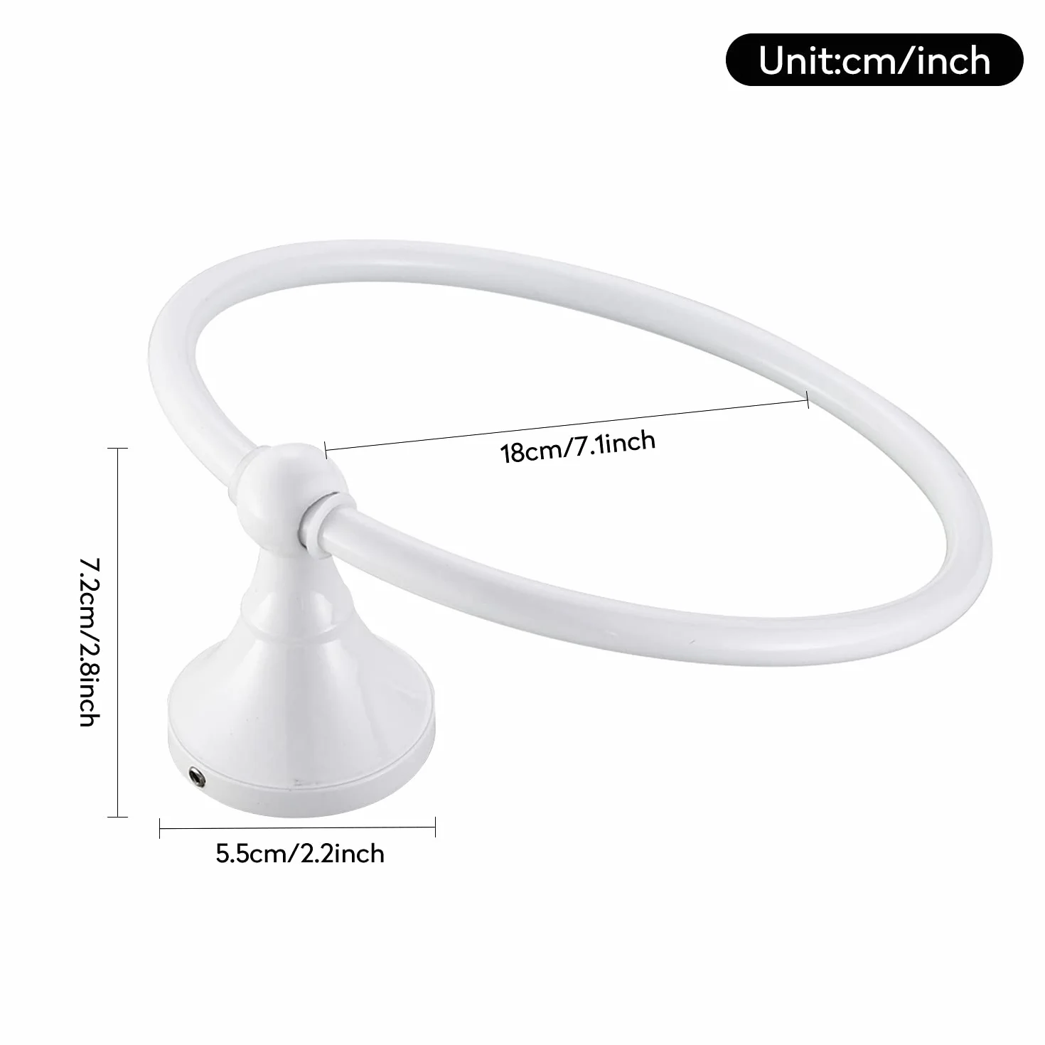 Soporte de Toalla Redondo Blanco, Toallero de Latón Montado en la Pared para Baño Cocina Ducha