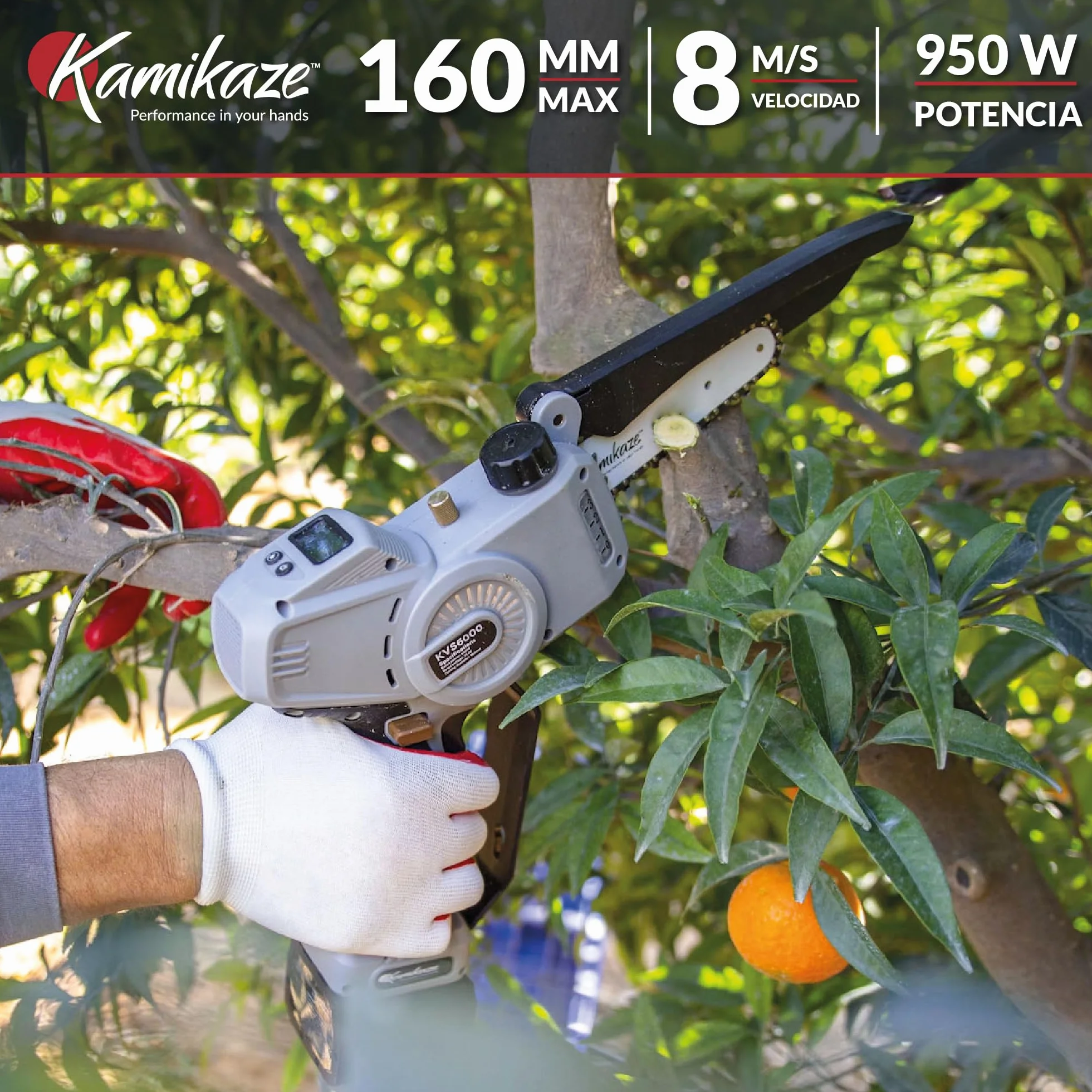 KAMIKAZE KVS6000 Mini Motosierra a Batería 21V 6" 800W Inalámbrica con 2 Baterías 4Ah y Cargador