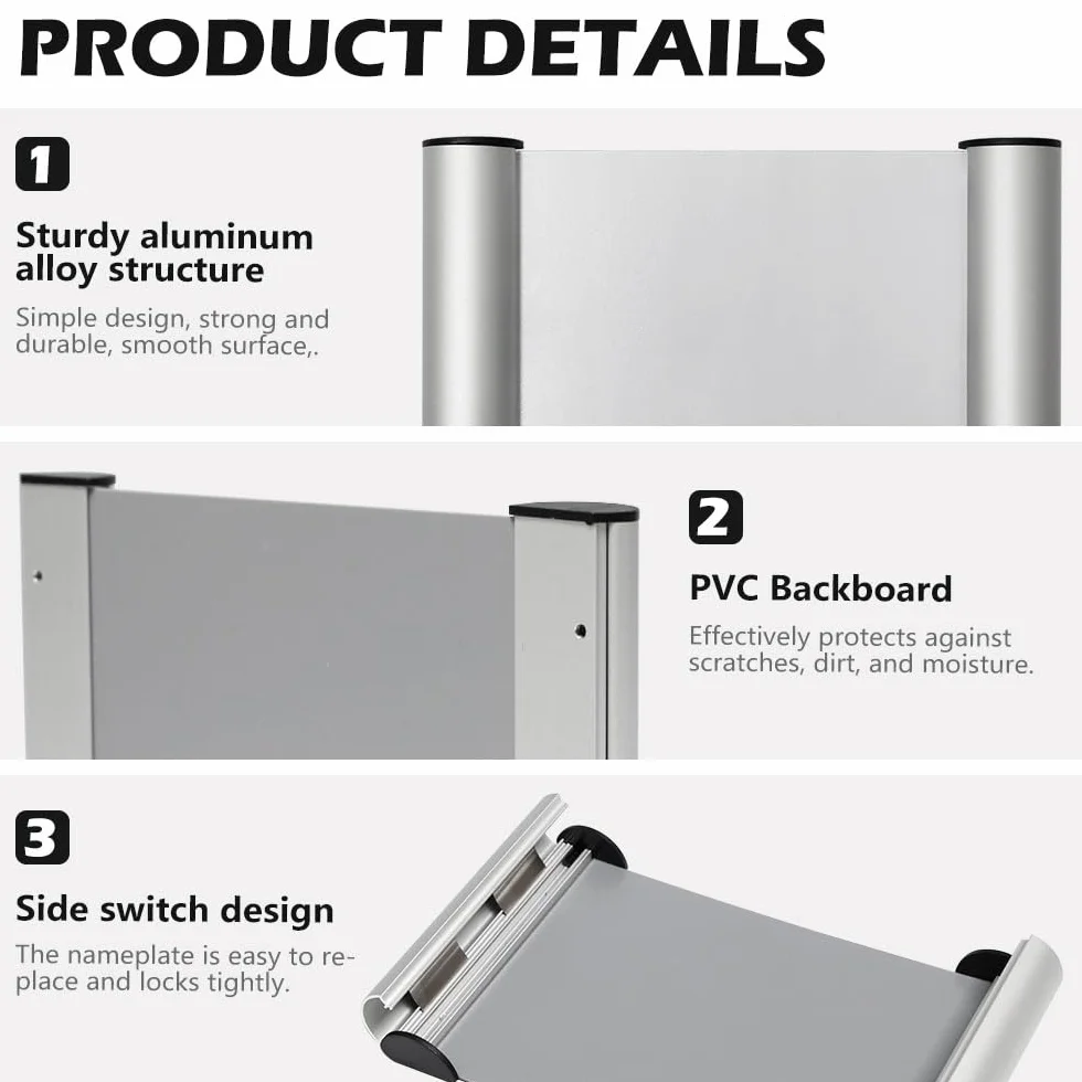6 Piezas A6 Placa Puerta Oficinas, Autoadhesivas Identificativas de Aluminio(148x105 mm) para un Fácil en la Pared Señalización Profesional para Espacios de Trabajo, Consultas, Exposiciones