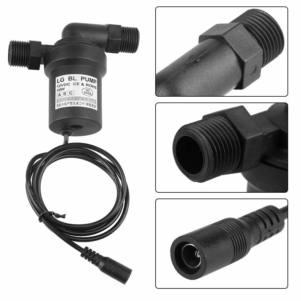 Bomba de Agua sin Escobillas 12V 10W DC Solar Alta Temperatura 8L/min