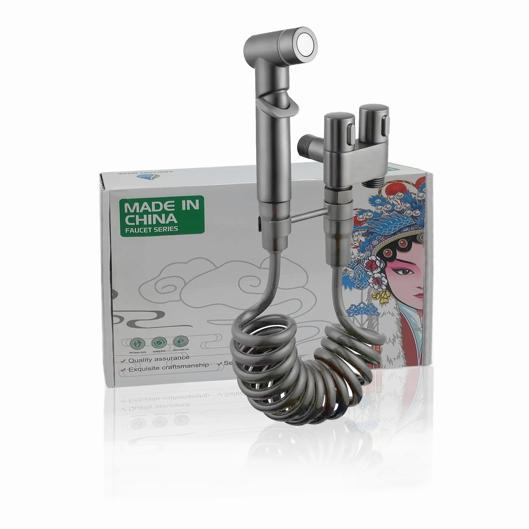 Juego de rociadores de bidé, ducha portátil, accesorio de bidé para inodoro del Reino Unido, ducha de bidé con manguera extensible de 2 m y pulverizador de válvula de control doble (Grey-T)