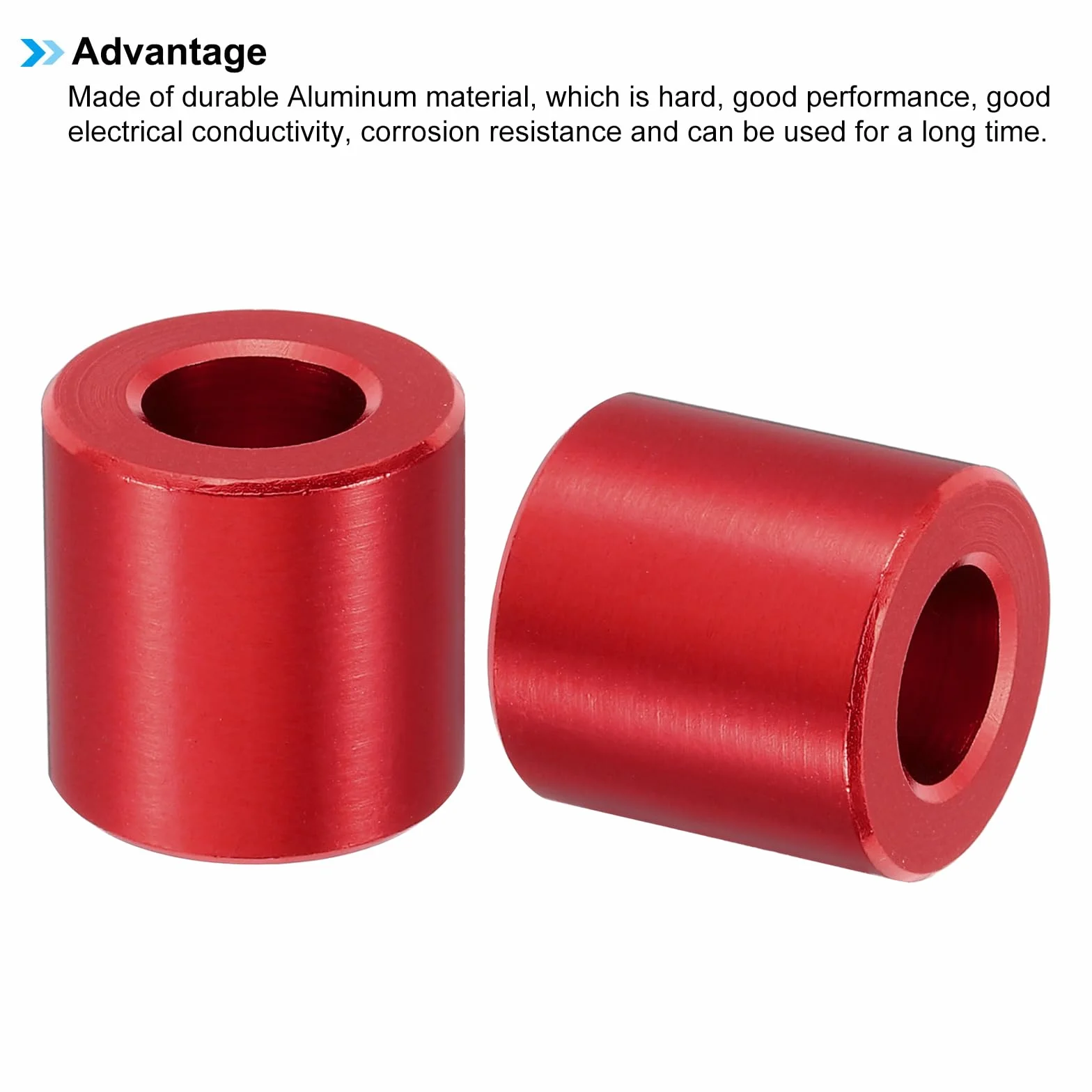 PATIKIL 4pcs M10 Separadores de Aluminio, Espaciadores Redondos de Metal Espaciadores Metálicos de Aluminio para M10 Tornillo Pernos, 20x10.5x20mm (L*ID*OD), Rojo