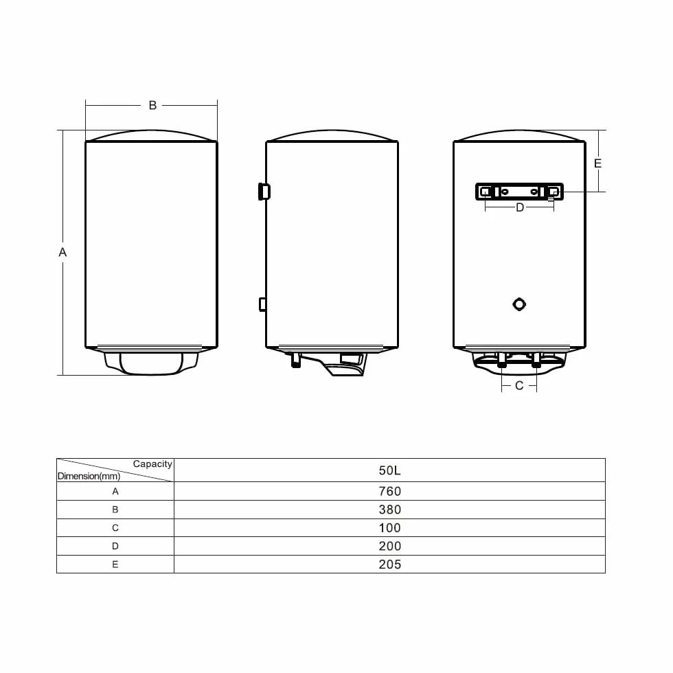 Nilson Termo Eléctrico Vertical 50 Litros NT5000EADW 1500W Acero Inoxidable Blanco Clase B