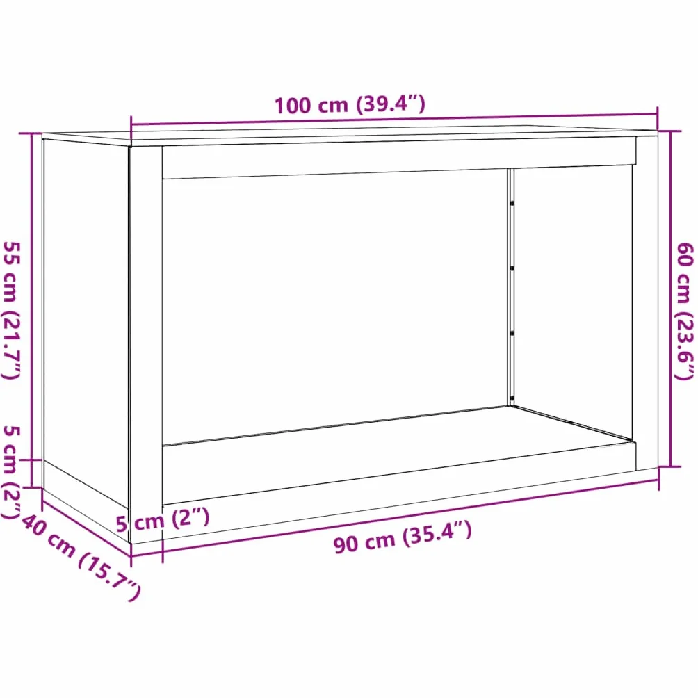 vidaXL Leñero de Acero Gris Antracita 100x40x60 cm, Soporte para leña, Almacenamiento de Troncos, Estante para leñas, Soportes para leña