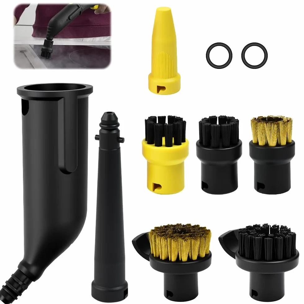 Juego de Accesorios de 10 Piezas Para Limpiadores a Vapor Kärcher Sc1 Sc2 Sc3 Sc4 Sc5, Con Boquilla Extendida, Boquillas Curva, Cepillo Redondo, Boquilla Para Lechada y Junta