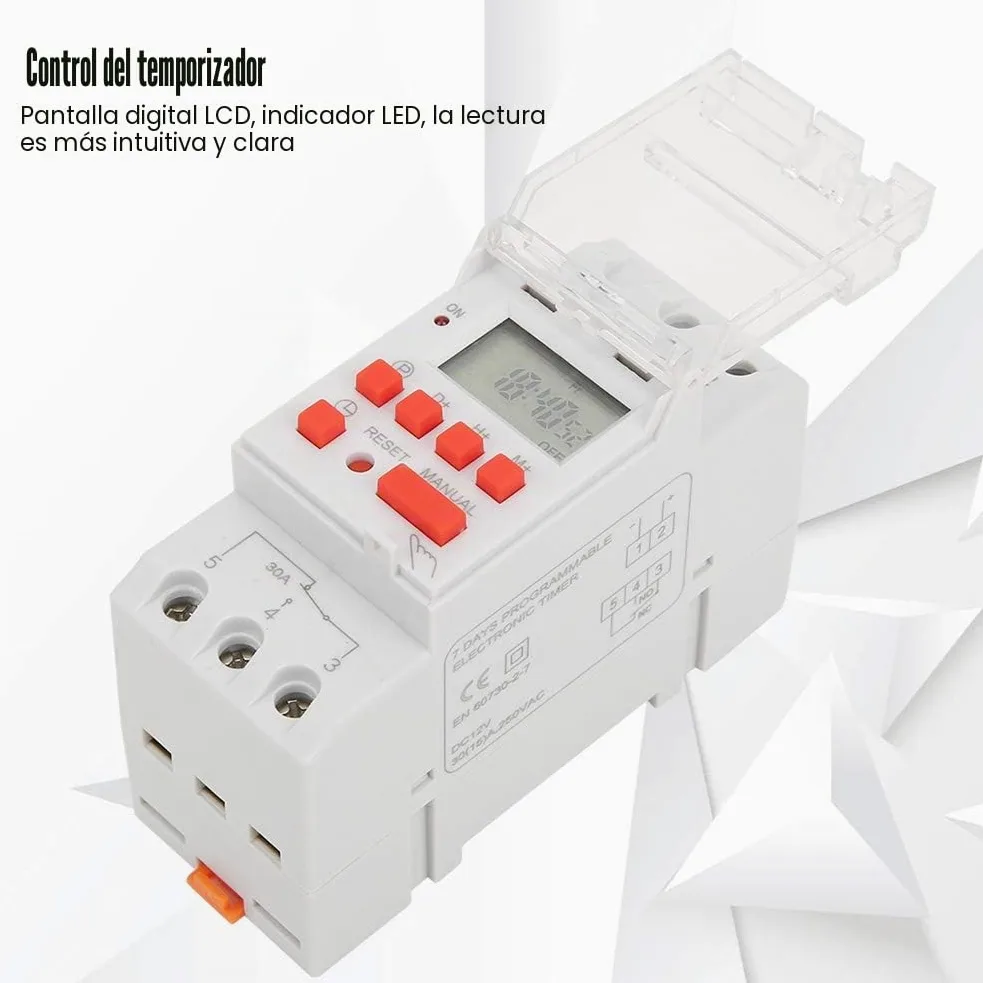 TM919B-4 Interruptor de Temporizador 12V DC 30A, 7 Días Pantalla Digital LCD Temporizador de Encendido y Apagado