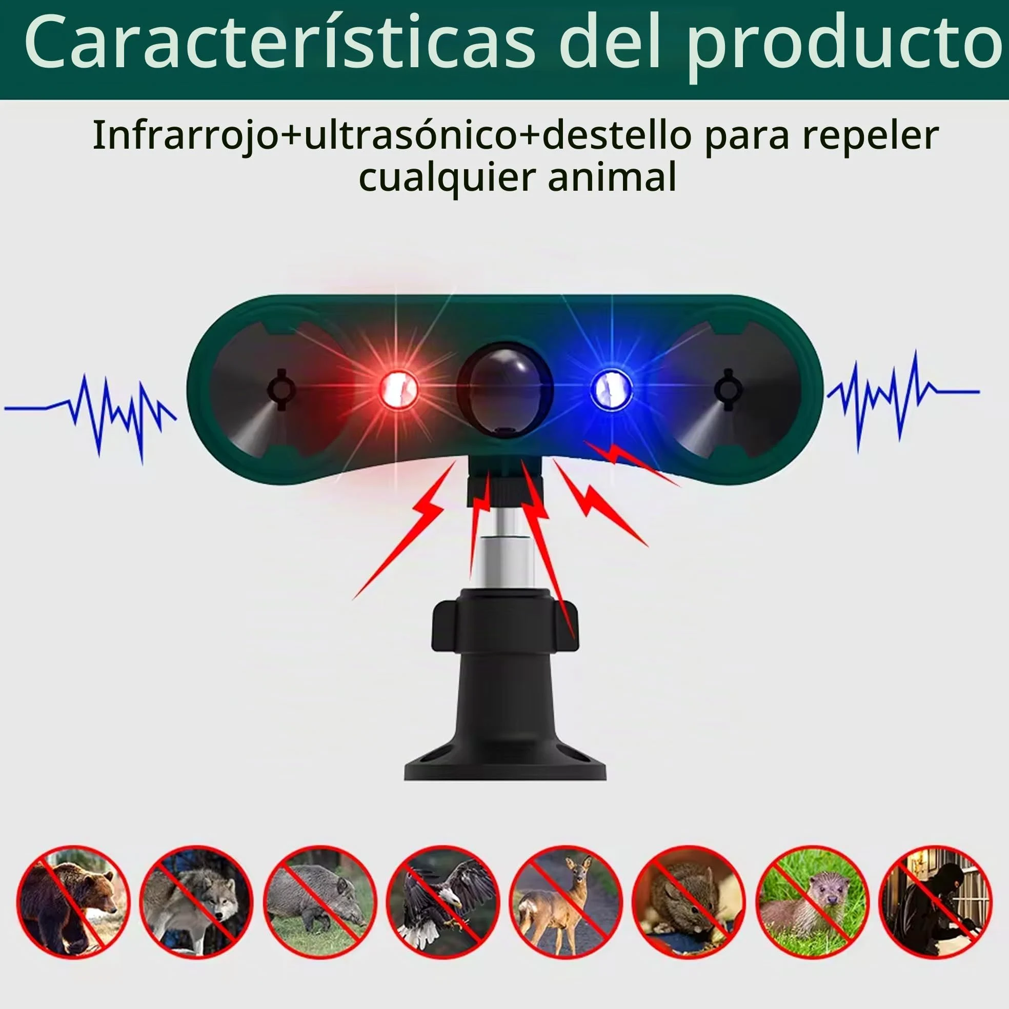 Alarma con Sensor de Movimiento Solar para Exteriores QXMH: Alarma de inducción infrarroja, 2 detectores de Movimiento para Exteriores con Sonido de 129 dB, luz roja/Azul