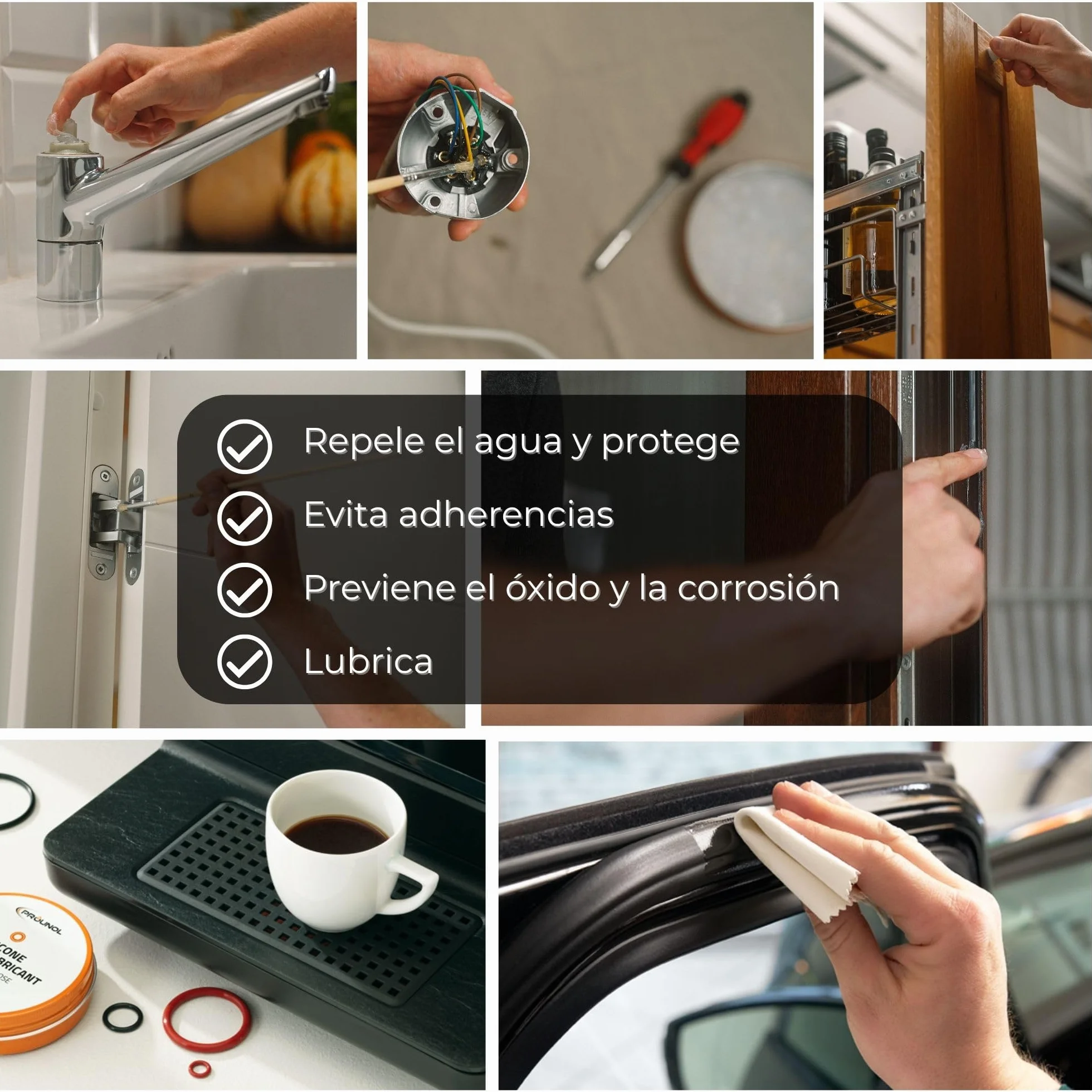 Prounol Grasa de Silicona Alimentaria y Dieléctrica, Juntas Tóricas, 500 ml | Agua potable (certificado PZH) | Grifos, cafeteras espresso | Persianas, gomas, bornes | Impermeable | Lata tamaño taller