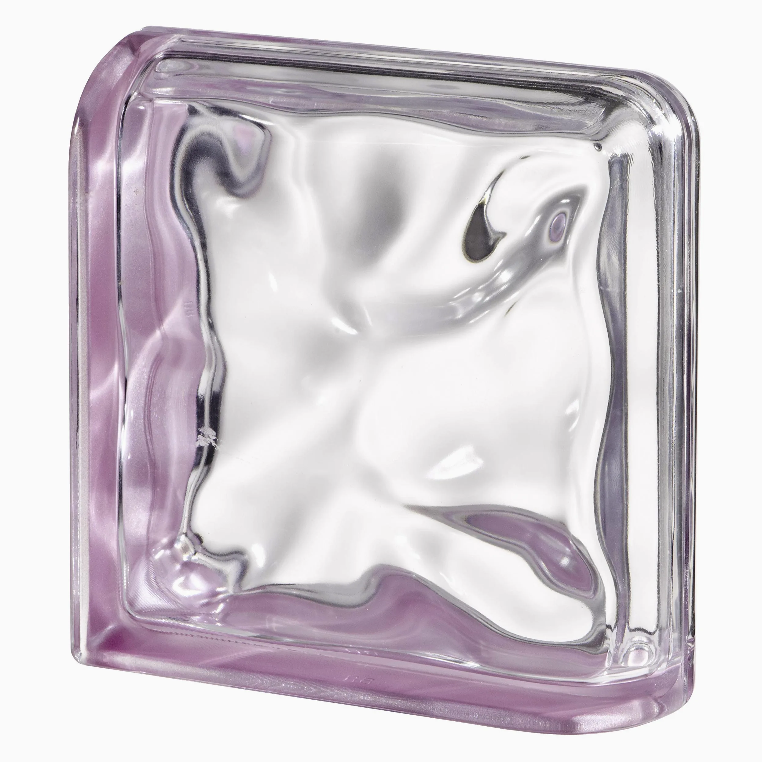 Terminal Curvo Agua Reflejos Amatista para paredes de bloques de vidrio | cm 19x19x8 | Unidad de venta 1 pieza